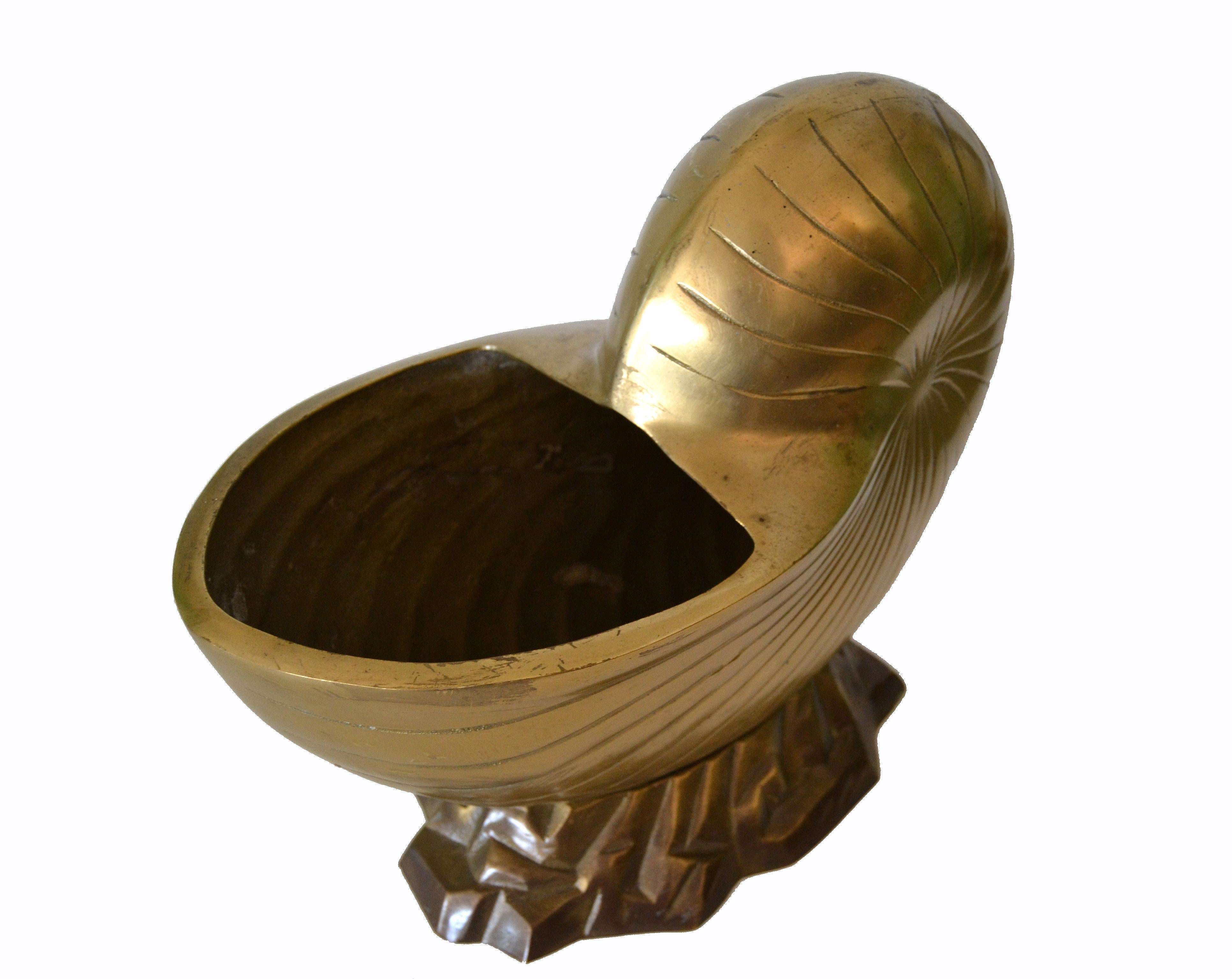 Hollywood Regency Bronze Nautical Seashell Footed Planter 3