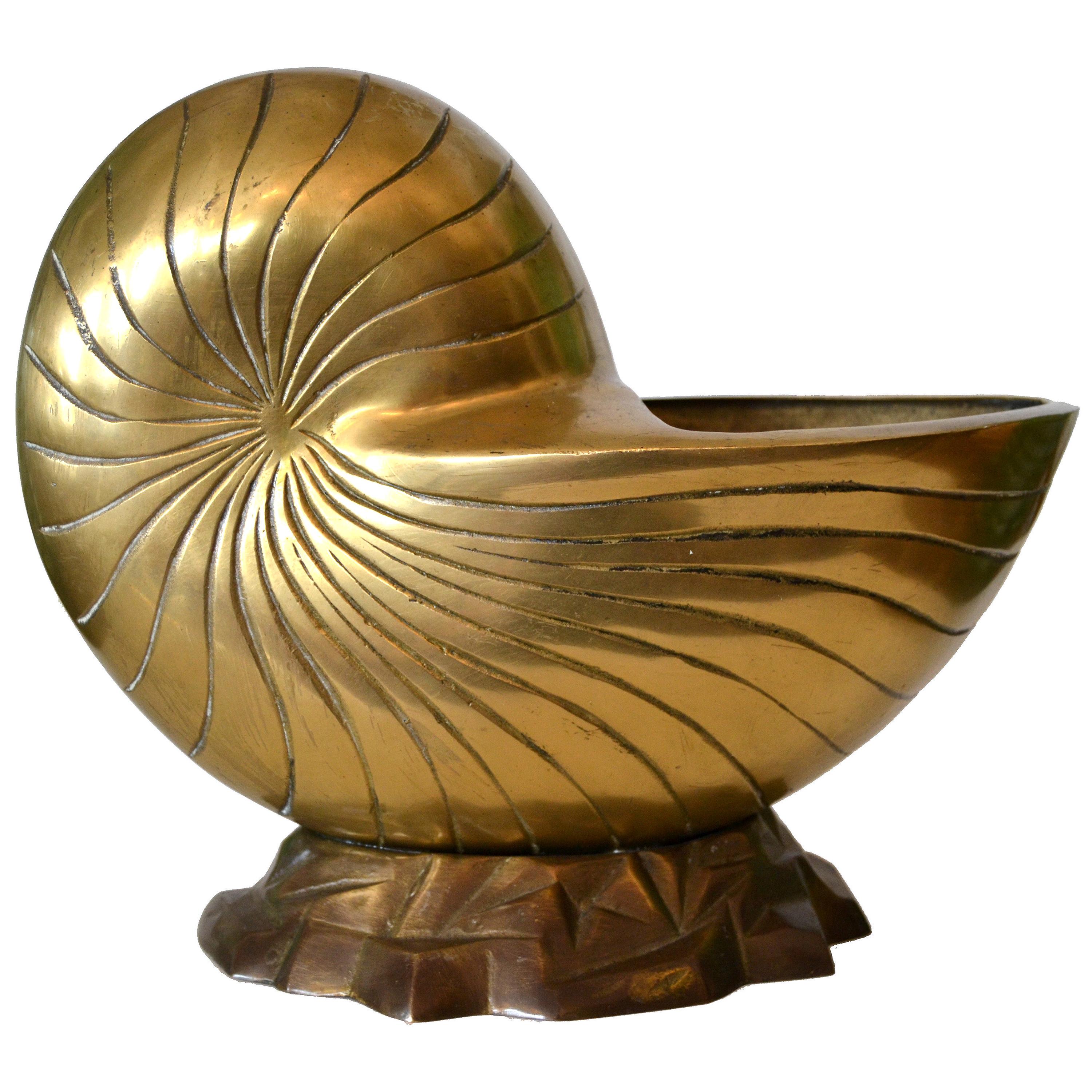 Hollywood Regency Bronze Nautical Seashell Footed Planter