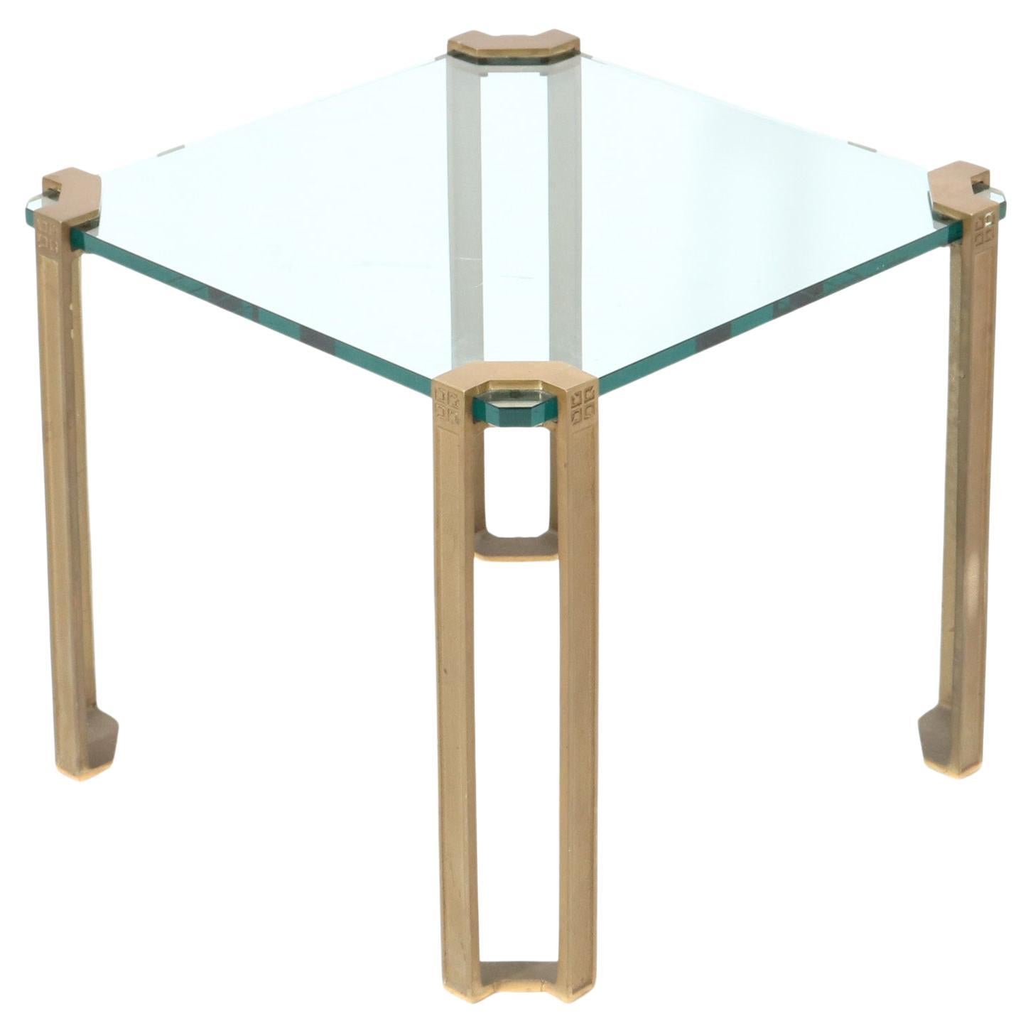 Hollywood Regency Bronze Square Side Table by Peter Ghyczy for GHYCZY, 1970s For Sale