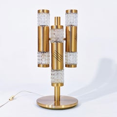 Hollywood Regency. Brutalist gilt table lamp by Gaetano Sciolari, Italy, 1970s