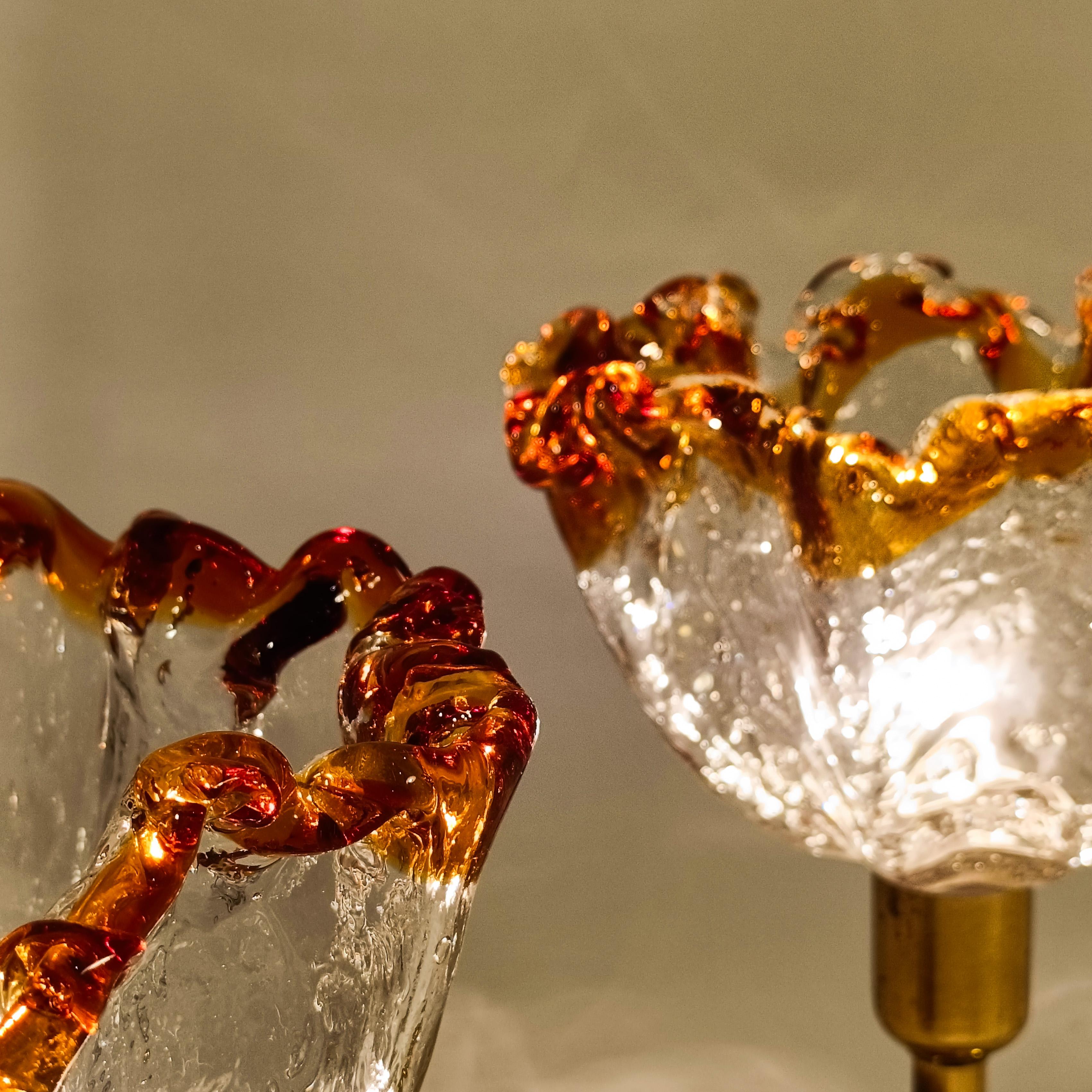 Hollywood Regency. Brutalist Murano glass table lamps by AVMazzega, Italy, 1970s en venta 2