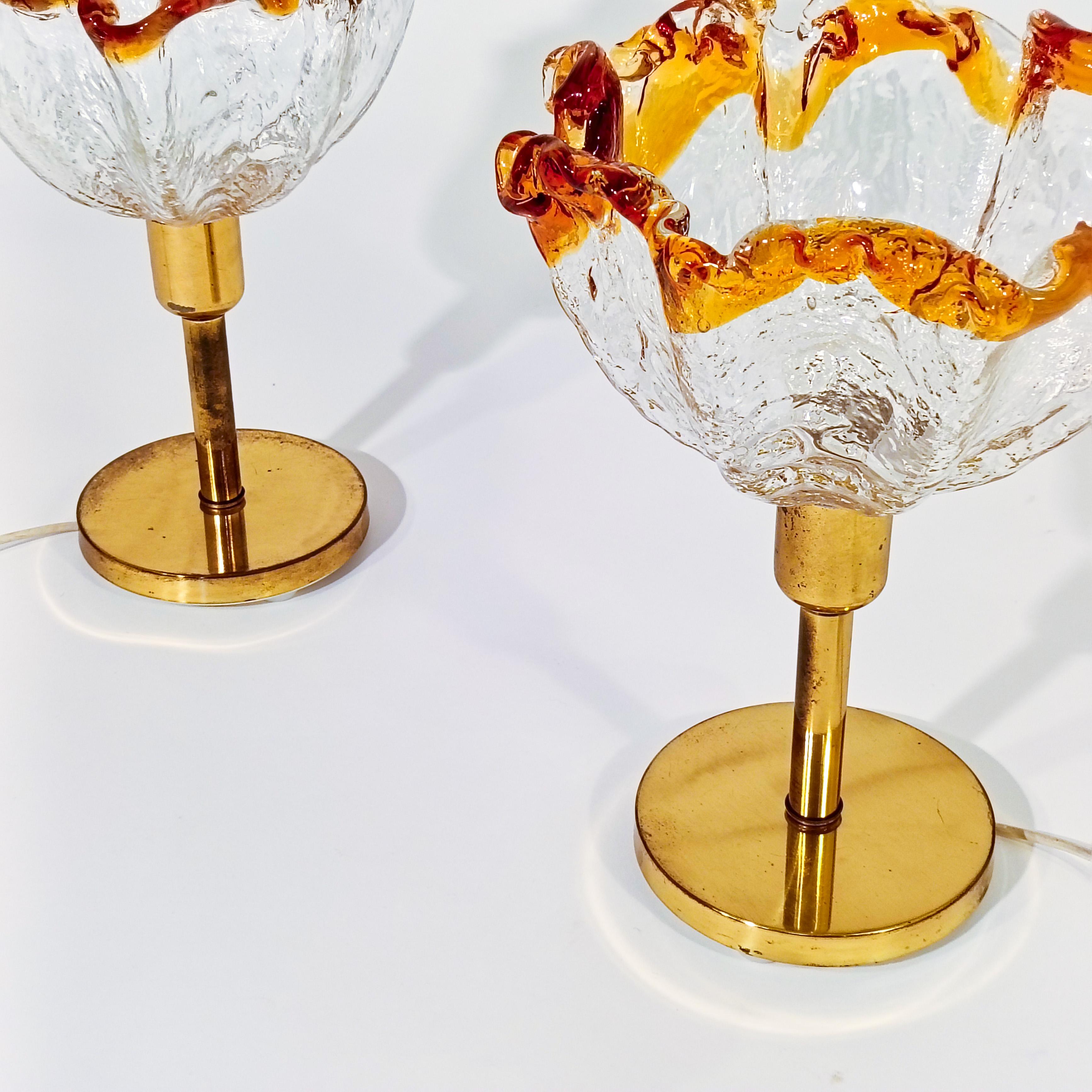 Hollywood Regency. Brutalist Murano glass table lamps by AVMazzega, Italy, 1970s en venta 3