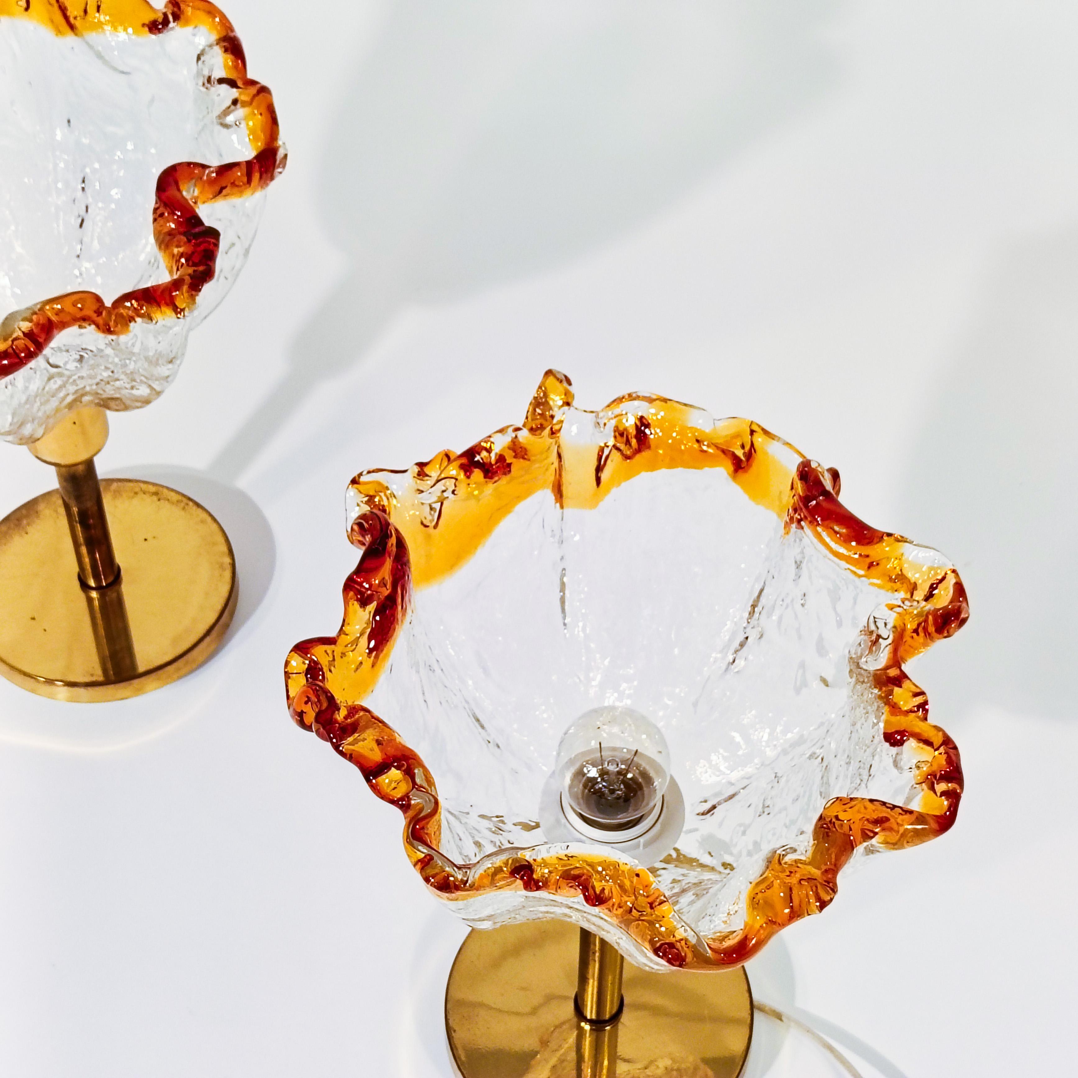 Hollywood Regency. Brutalist Murano glass table lamps by AVMazzega, Italy, 1970s en venta 4