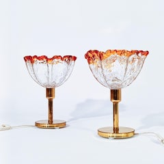 Hollywood Regency. Lampade da tavolo brutaliste in vetro di Murano di AVMazzega, Italia, anni '70