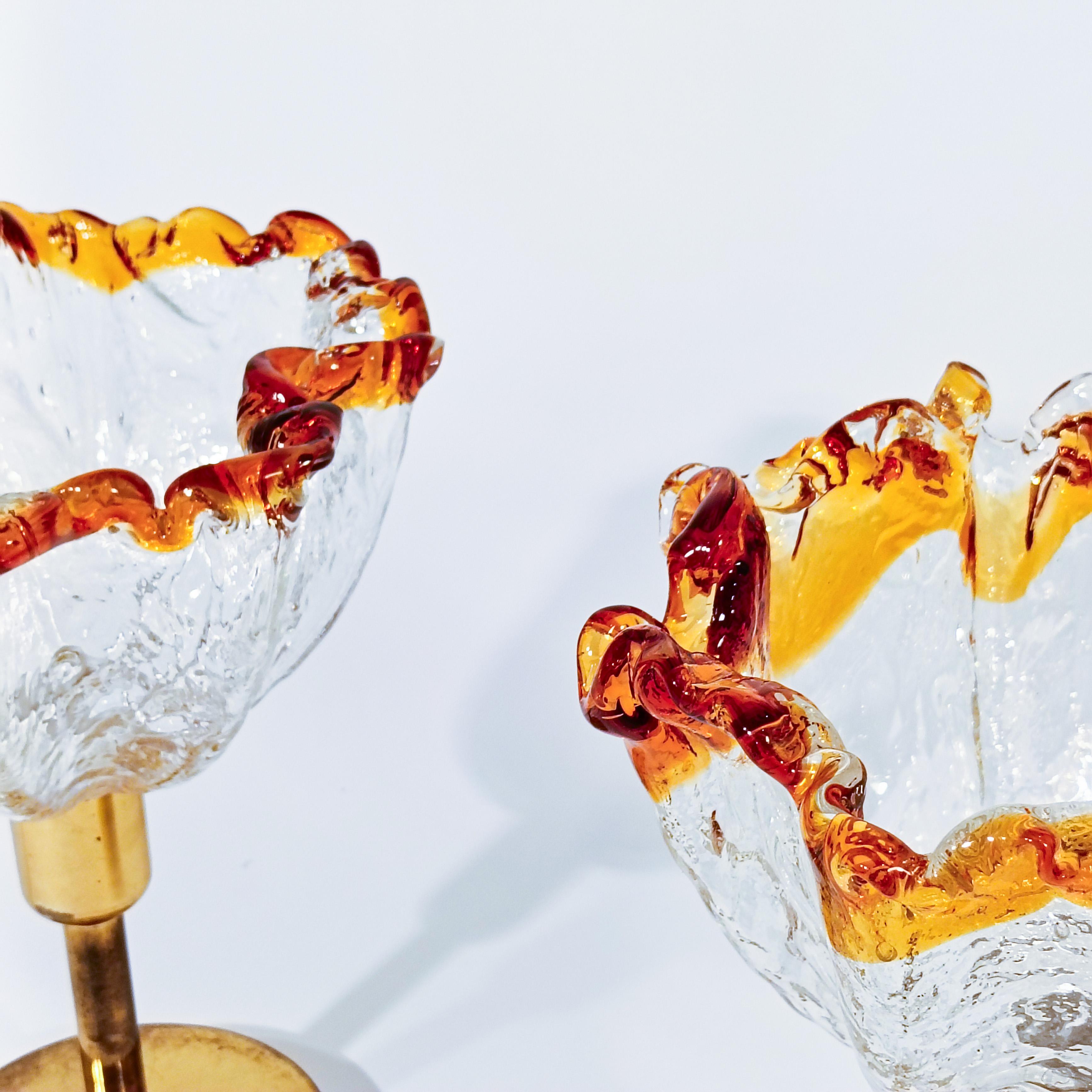 Hollywood Regency. Brutalist Murano glass table lamps by AVMazzega, Italy, 1970s Italiano en venta