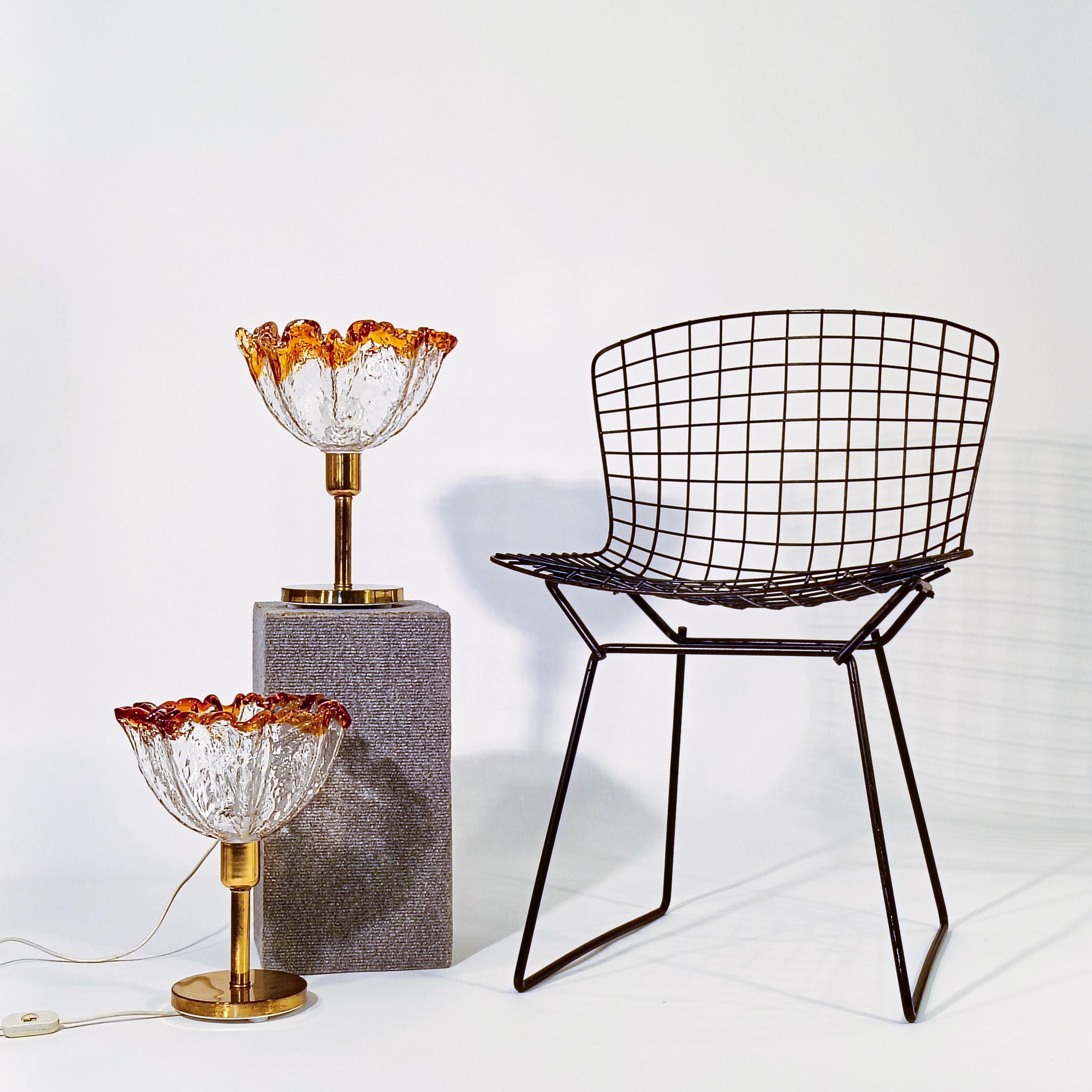 Hollywood Regency. Brutalist Murano glass table lamps by AVMazzega, Italy, 1970s Hecho a mano en venta