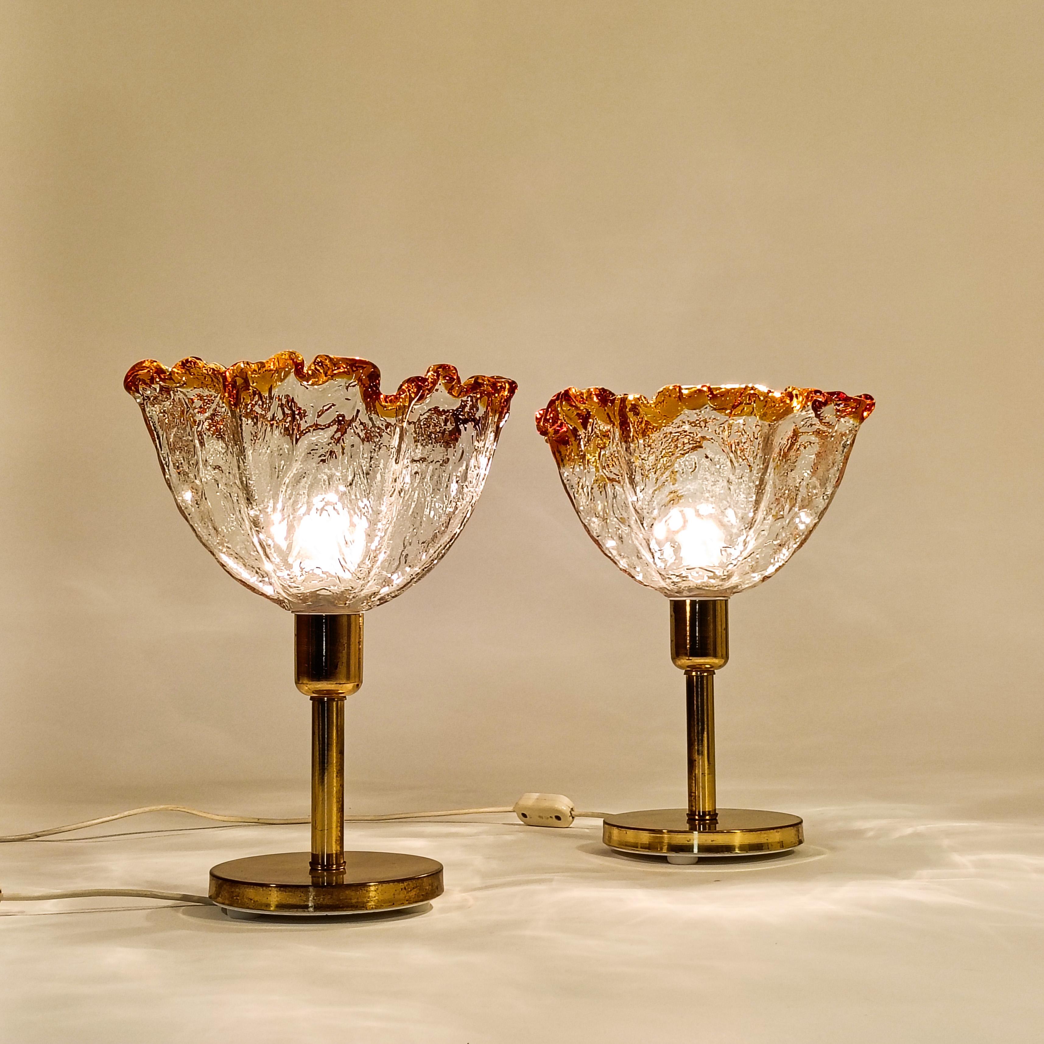 Hollywood Regency. Brutalist Murano glass table lamps by AVMazzega, Italy, 1970s en Bueno estado para la venta en SANT ADRIÀ DE BESÒS, ES