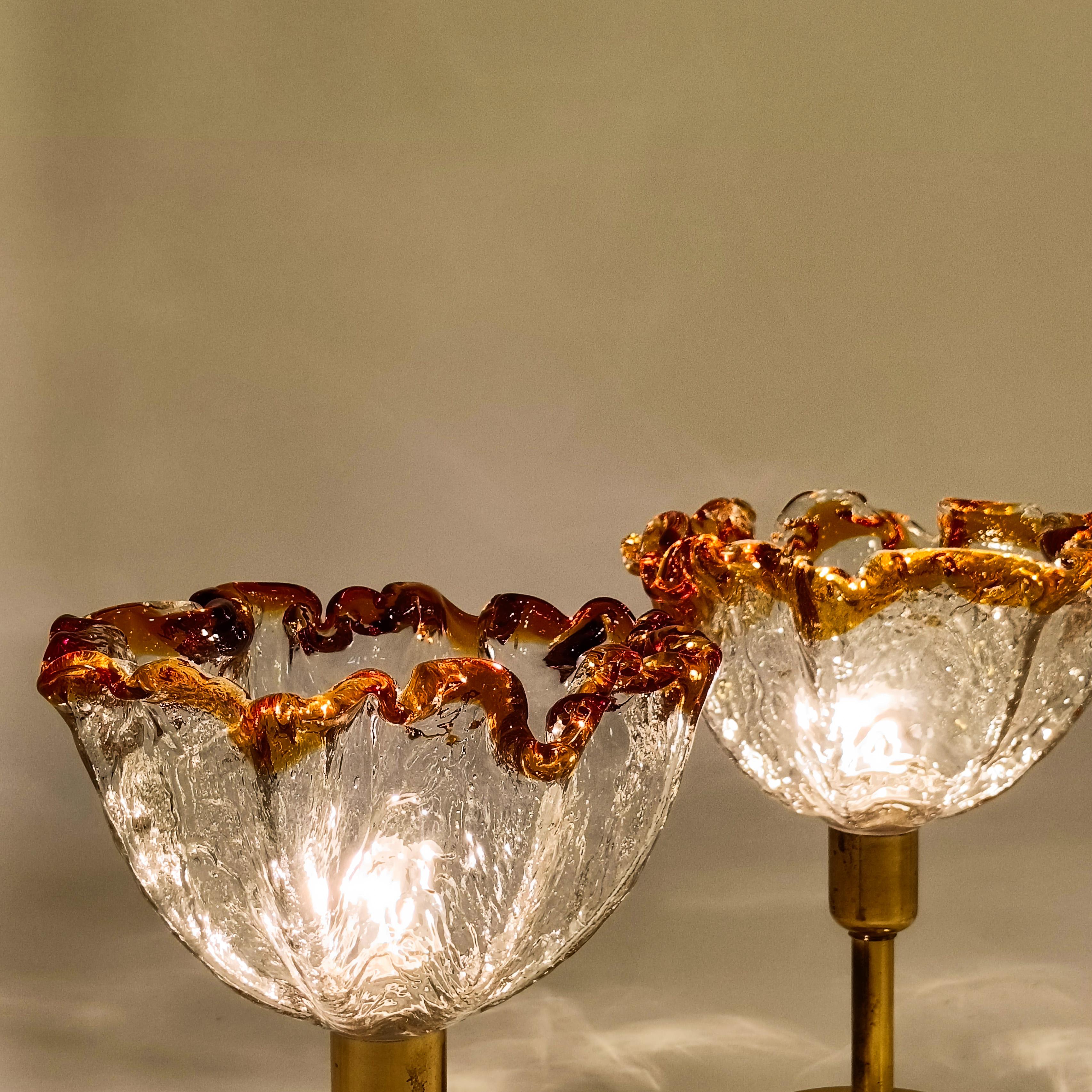Hollywood Regency. Brutalist Murano glass table lamps by AVMazzega, Italy, 1970s en venta 1