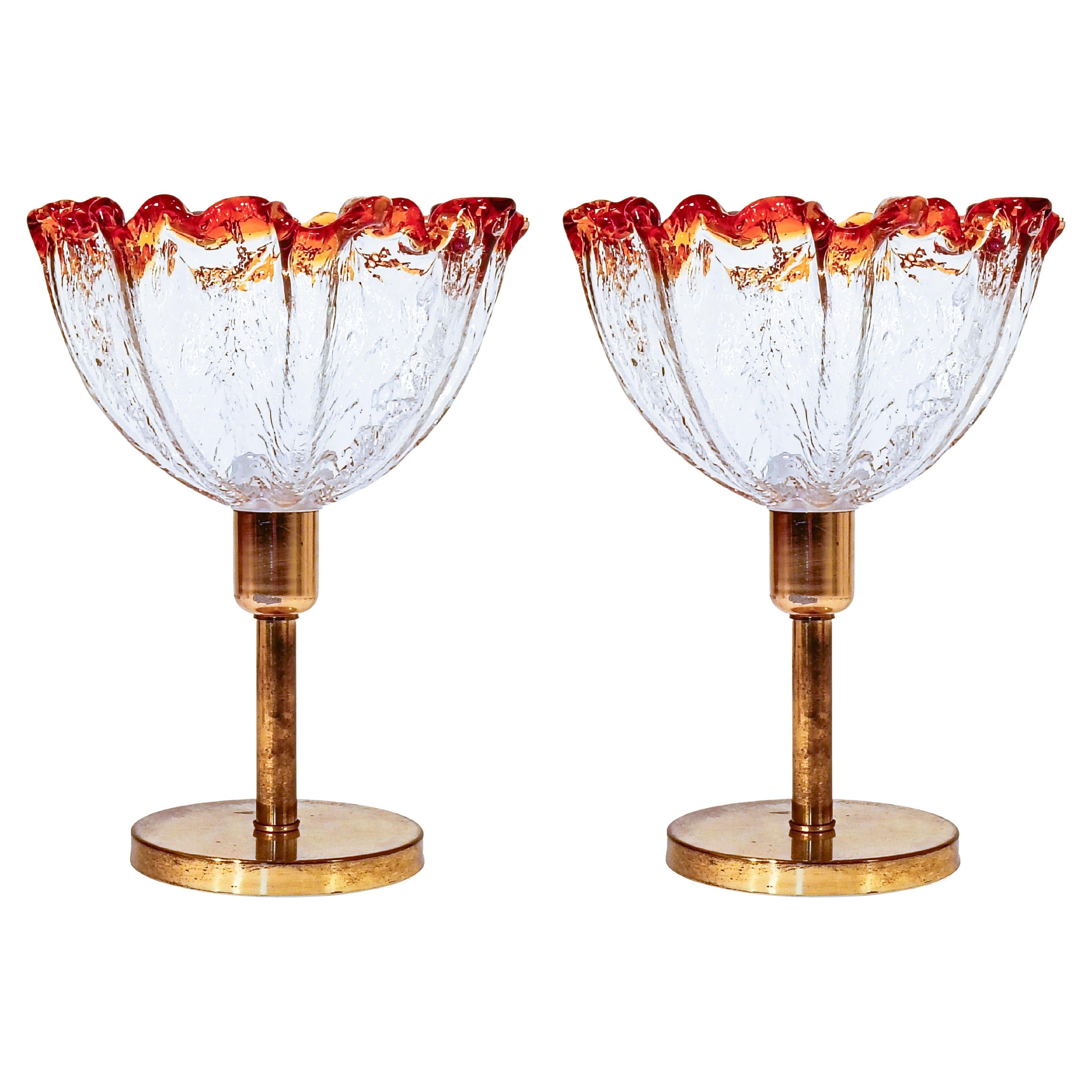 Hollywood Regency. Brutalist Murano glass table lamps by AVMazzega, Italy, 1970s en venta