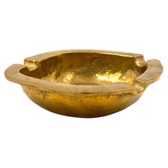 Hollywood regency brutalist solid brass ashtray, Italy 1970s