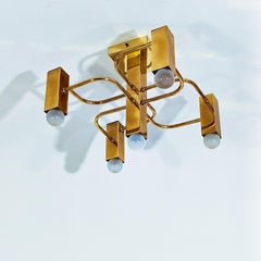 Hollywood Regency. Brutalist style flush mount by Gaetano Sciolary, Italy, 1970s