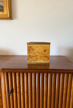 Hollywood regency burl and brass plant pot, Vivai del Sud Italy 1970s