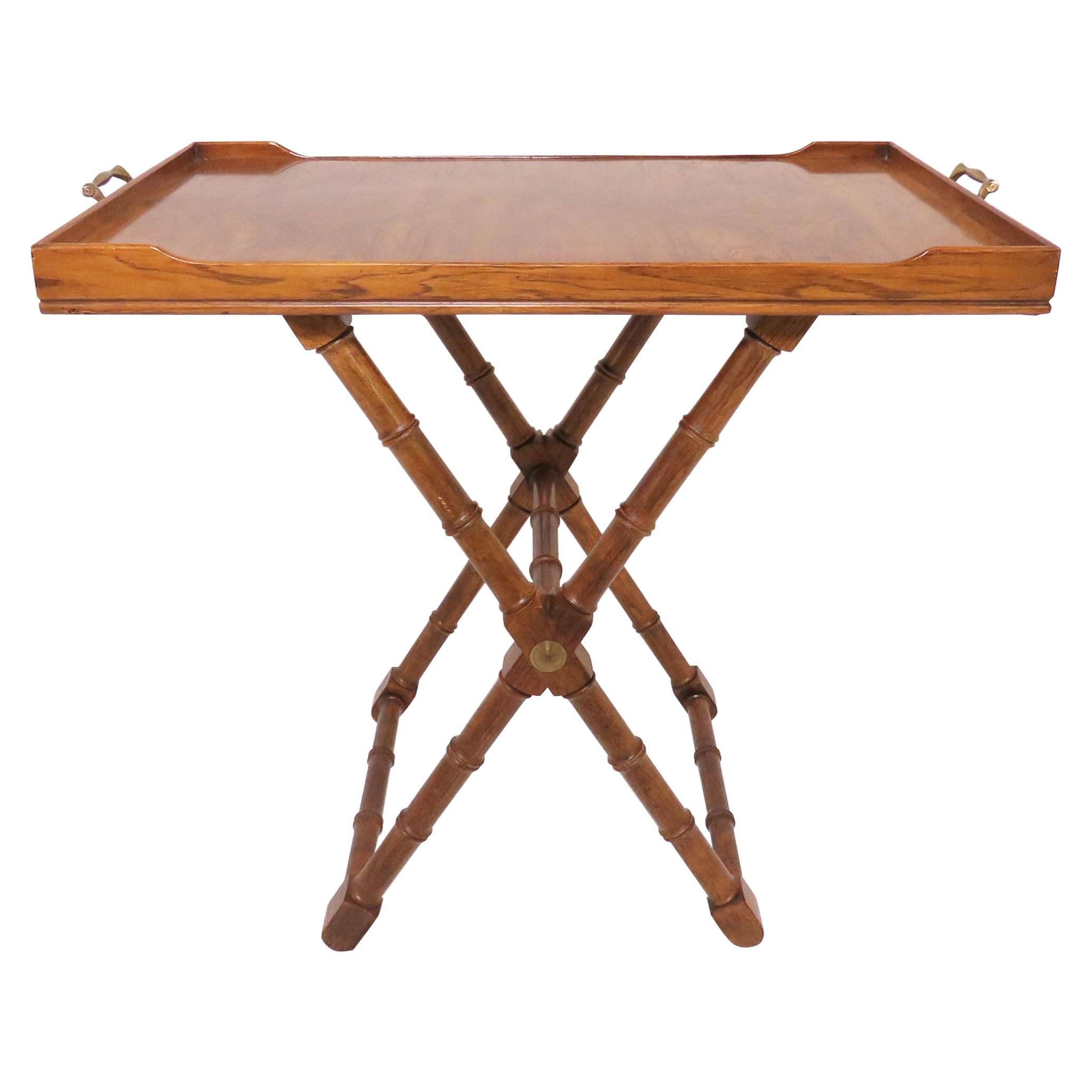 Hollywood Regency Burl Wood Butler's Tray, Convertible to Coffee Table
