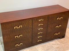 Hollywood Regency Burl Wood Twelve Drawer Dresser