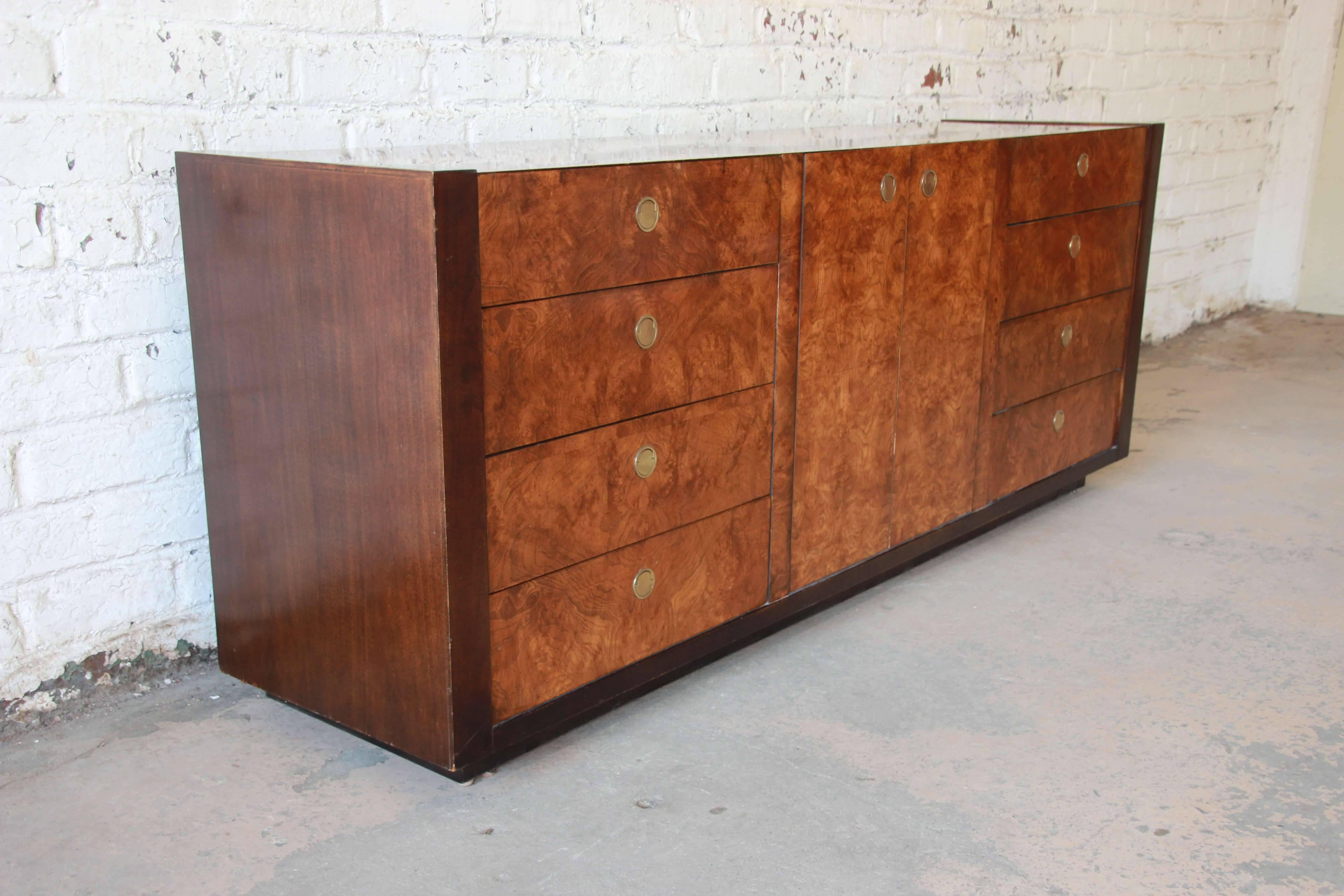 Hollywood Regency Burled Olivewood Credenza by Century Furniture 2