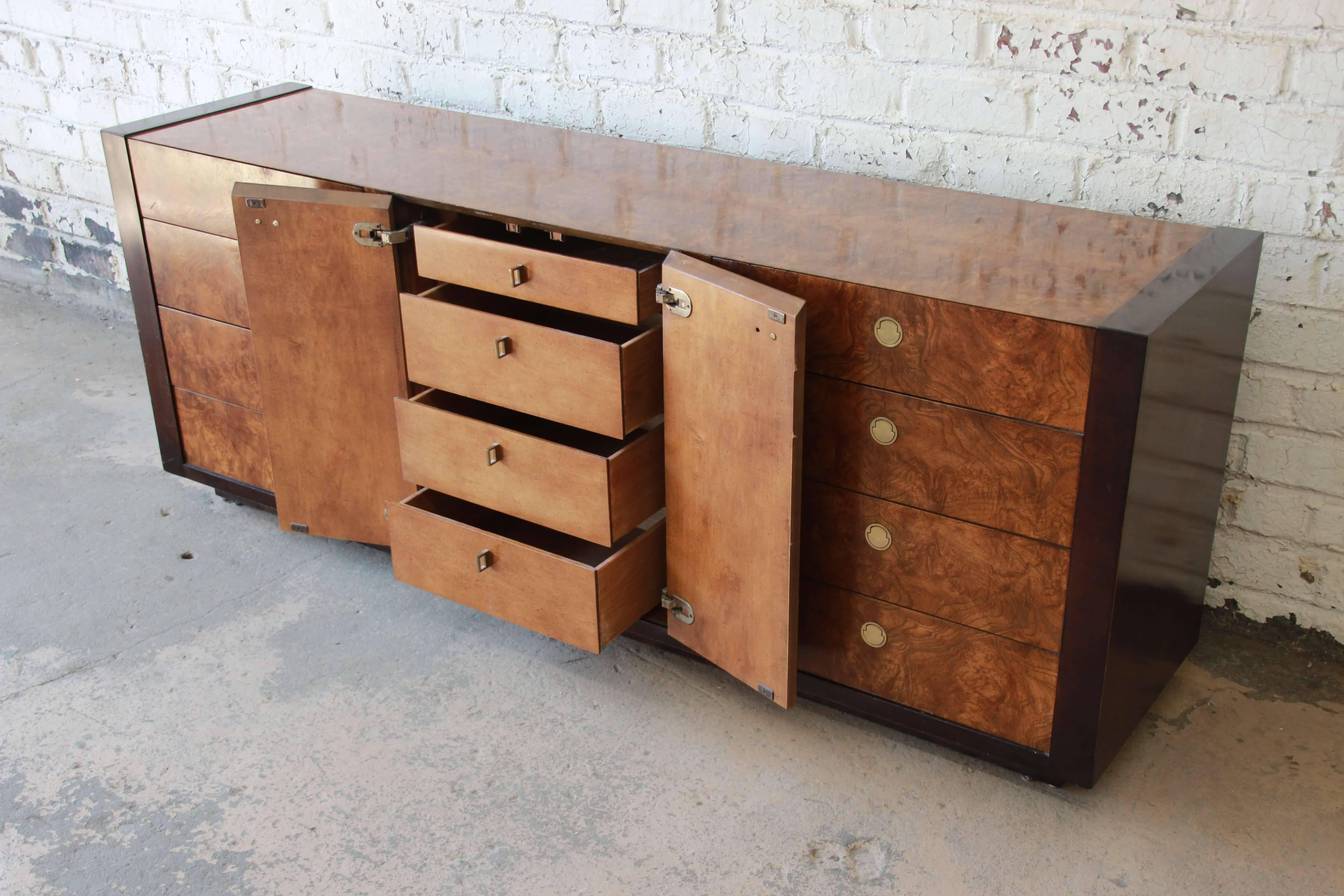 Hollywood Regency Burled Olivewood Credenza by Century Furniture 3