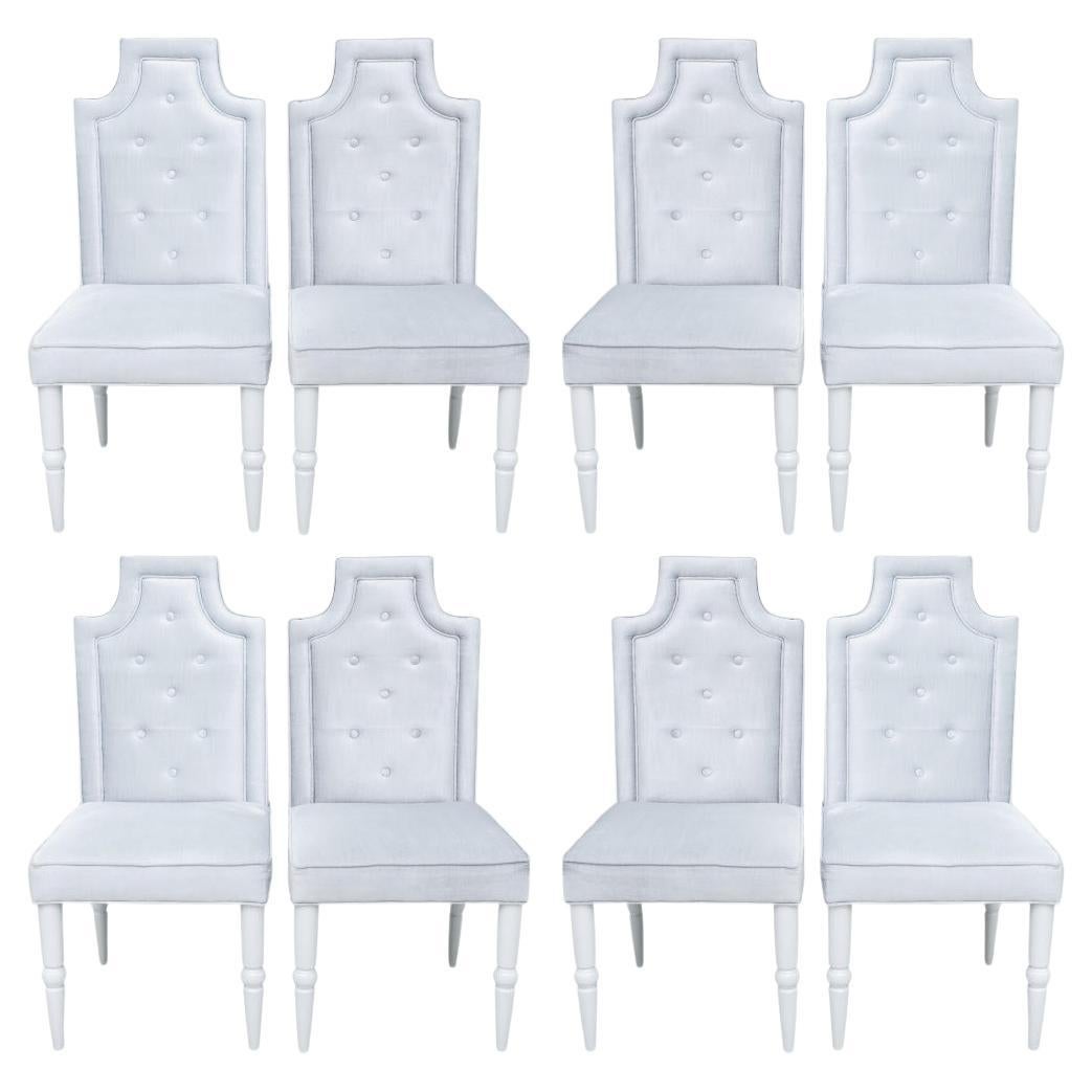 Hollywood Regency Button Tufted Dining Chairs, Set of 8 For Sale