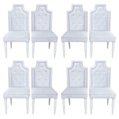 Hollywood Regency Button Tufted Dining Chairs, Set of 8