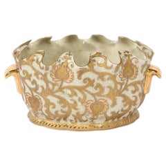 Hollywood Regency Cachepot in Hand-Painted & Stylized Gilt Naturalist Motif 