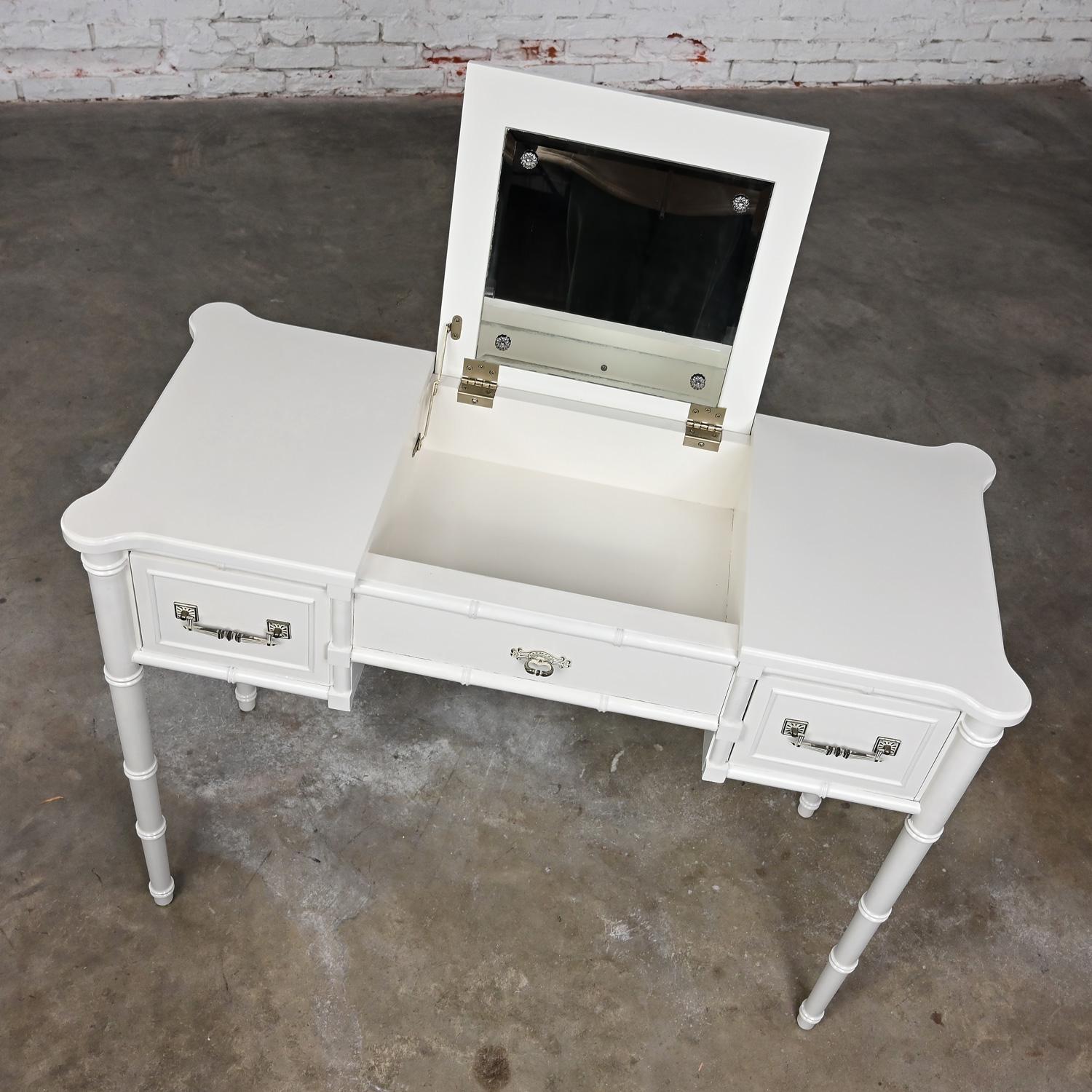 Hollywood Regency Campaign Style Bali Hai Vanity Faux Bamboo White by Henry Link 6