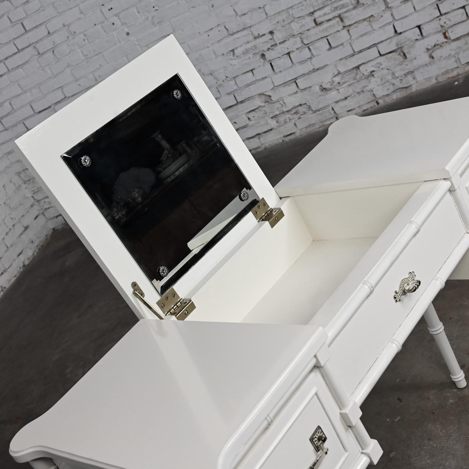 Hollywood Regency Campaign Style Bali Hai Vanity Faux Bamboo White by Henry Link 7