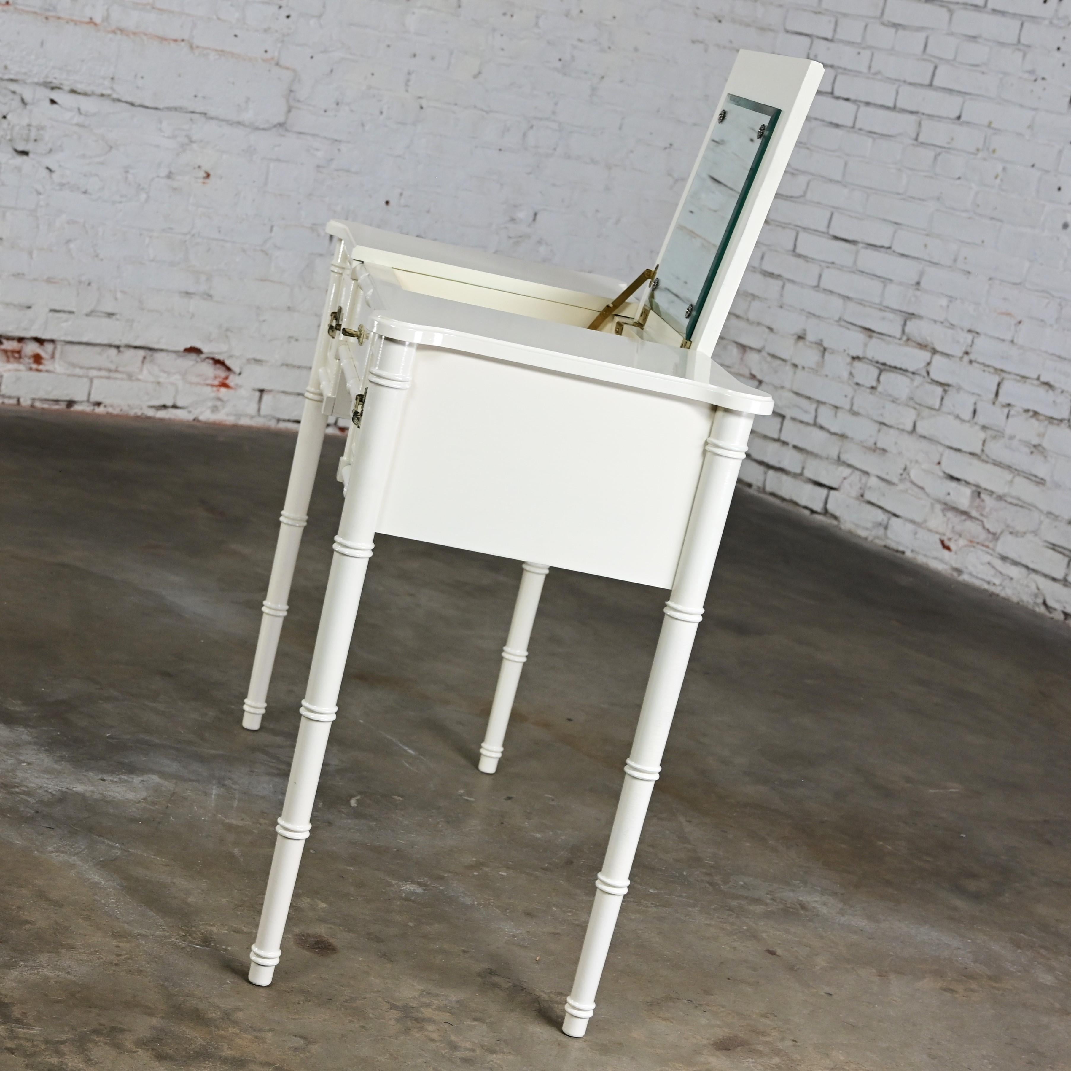 Painted Hollywood Regency Campaign Style Bali Hai Vanity Faux Bamboo White by Henry Link