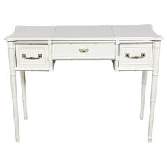 Hollywood Regency Campaign Style Bali Hai Vanity Faux Bamboo White by Henry Link