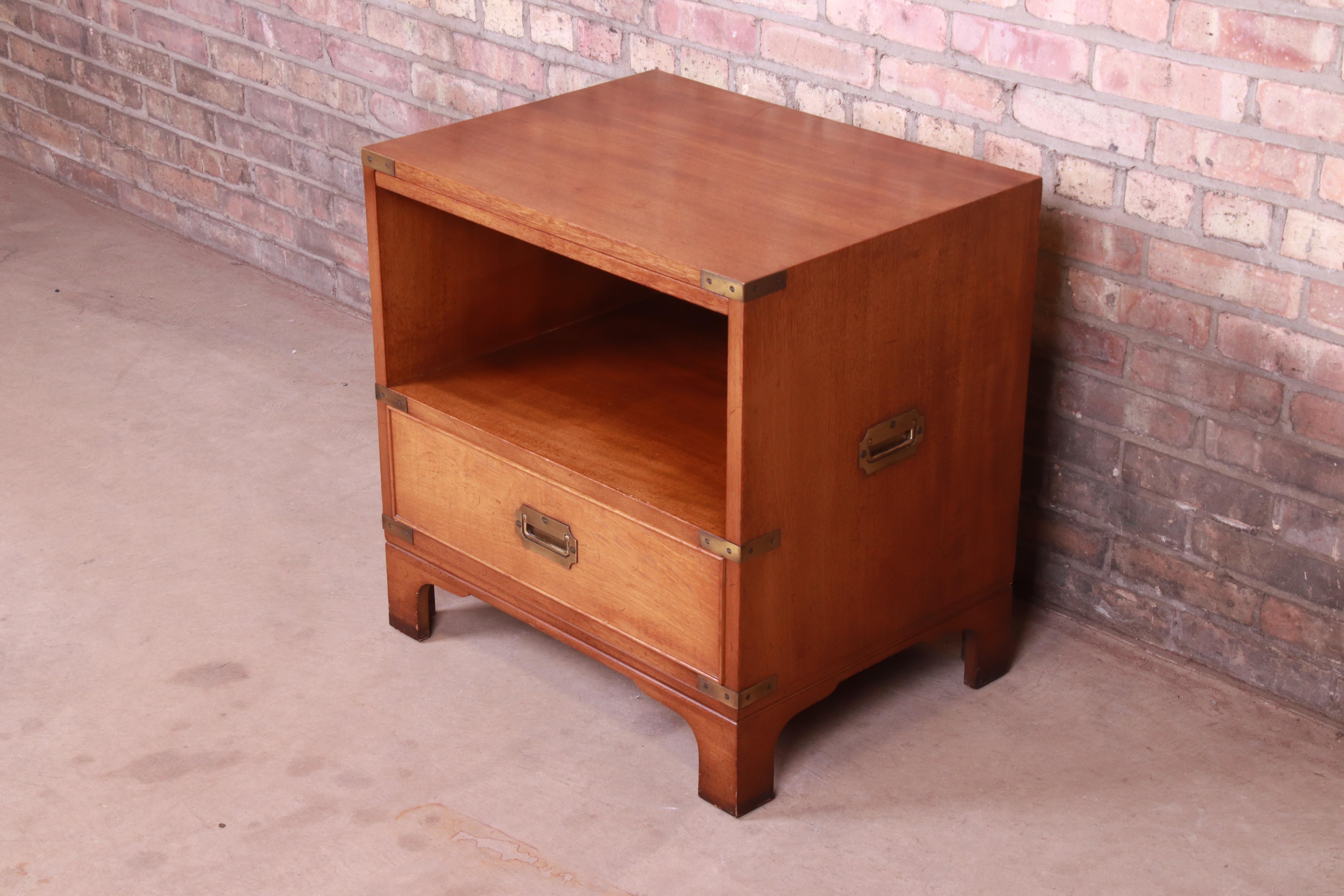 Hollywood Regency Campaign Style Mahogany Nightstand by Beacon Hill In Good Condition In South Bend, IN