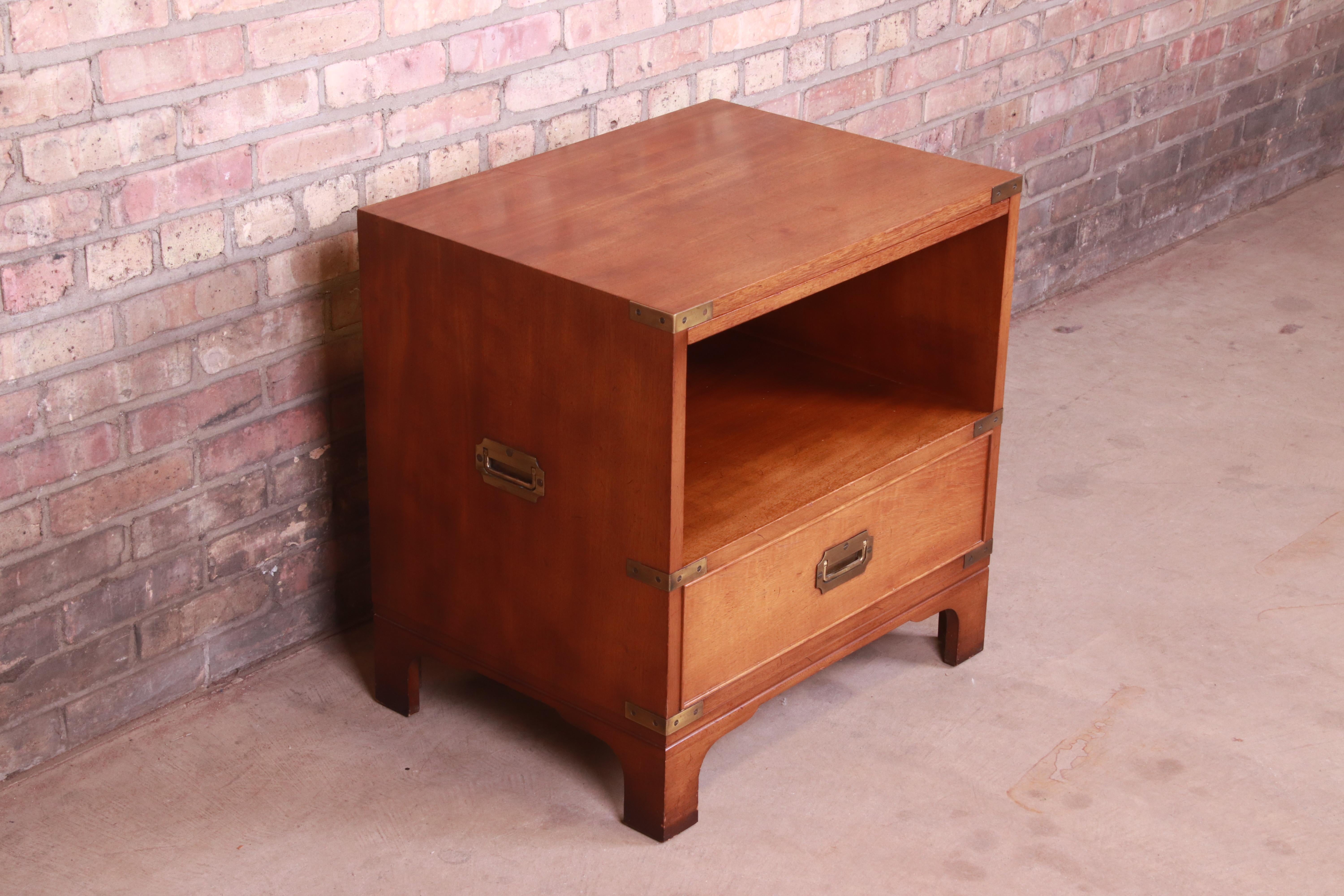 20th Century Hollywood Regency Campaign Style Mahogany Nightstand by Beacon Hill