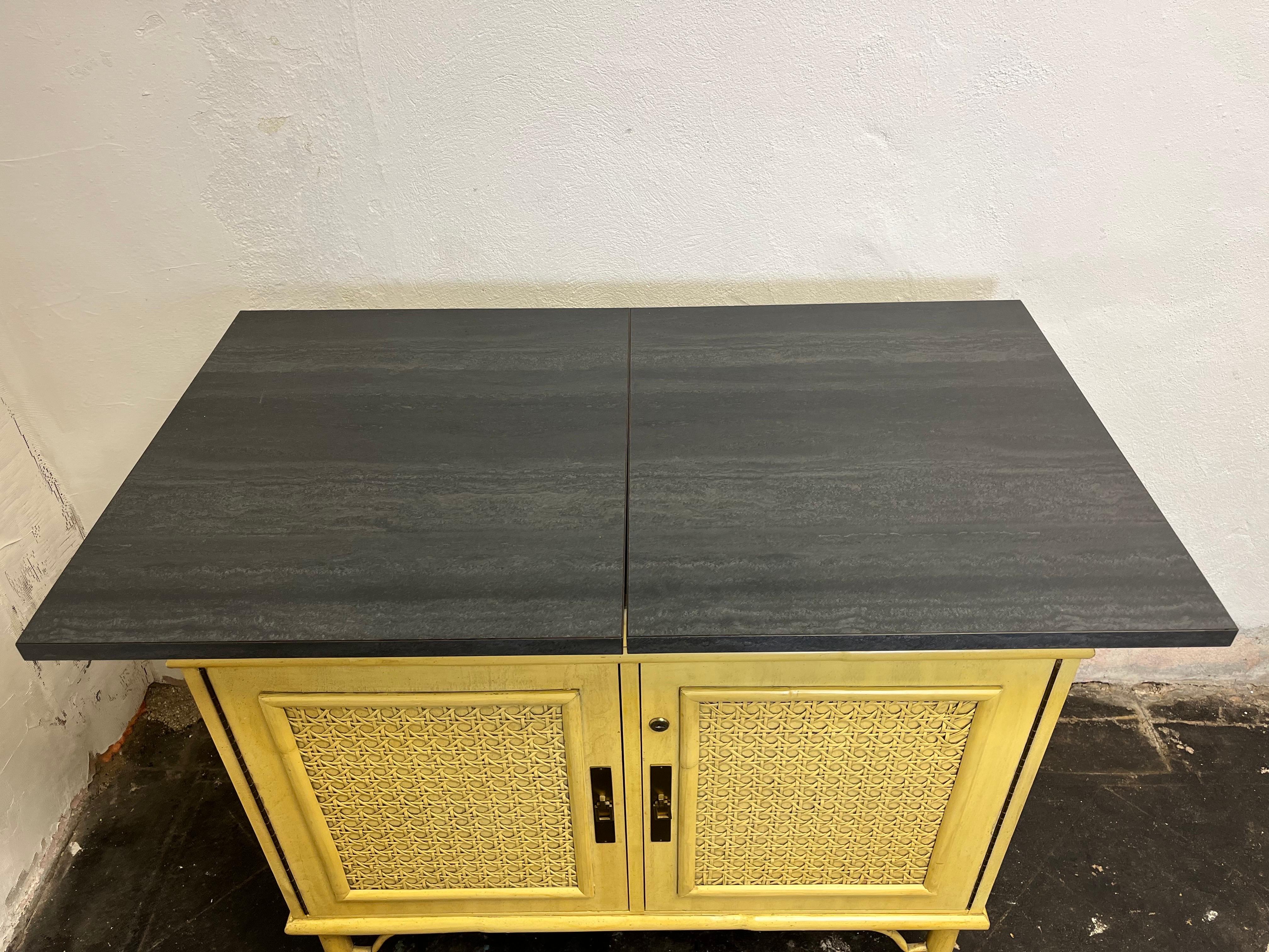20th Century Hollywood Regency Dry Bar Server Bamboo Chinoiserie For Sale