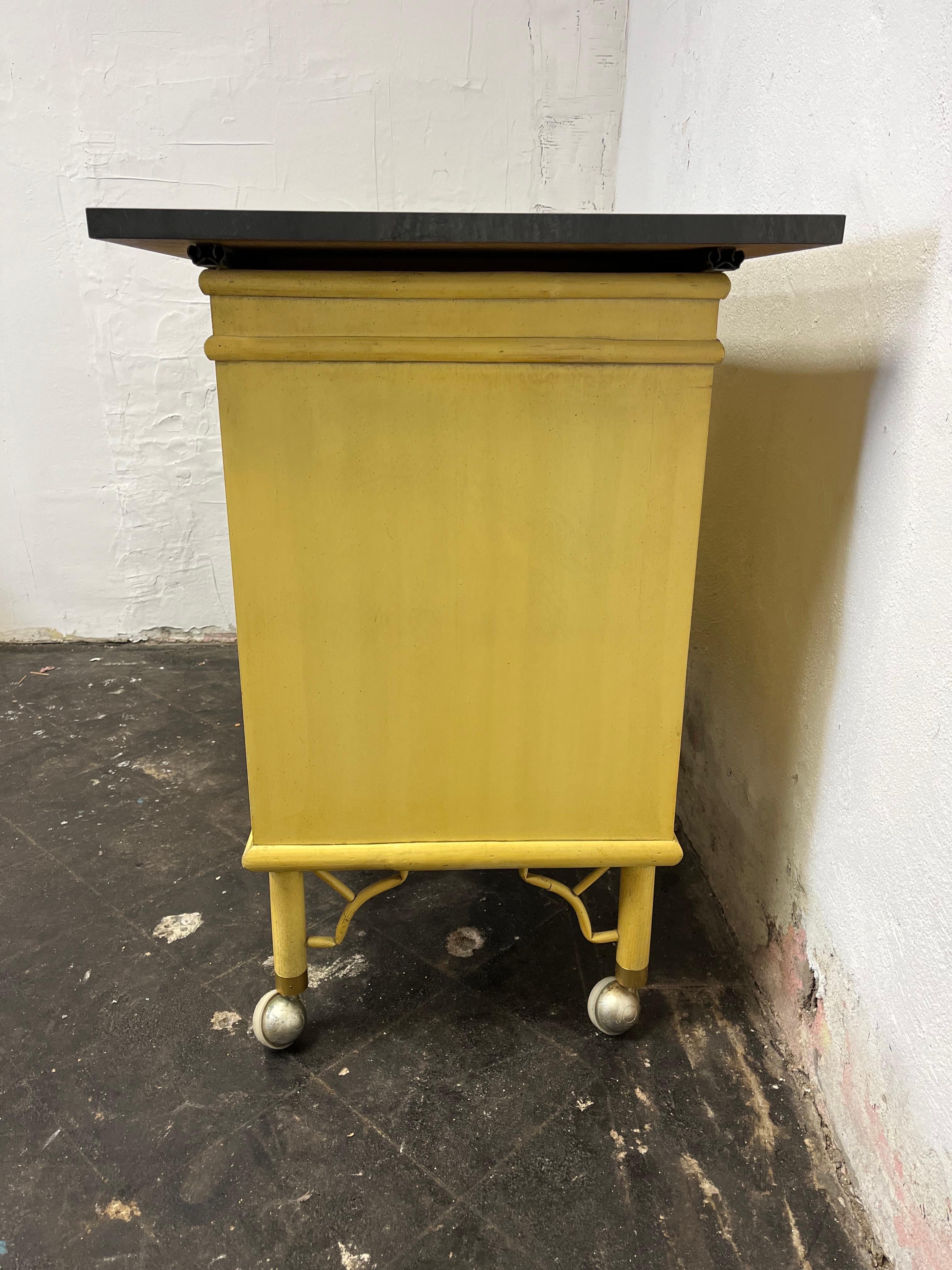 Brass Hollywood Regency Dry Bar Server Bamboo Chinoiserie For Sale