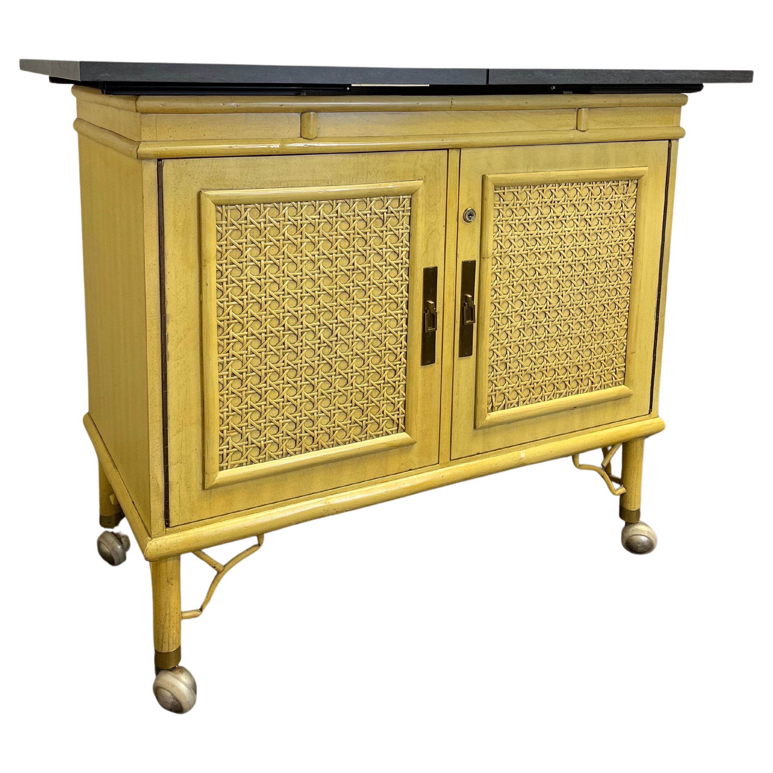 Service de bar sec Hollywood Regency Bamboo Chinoiserie