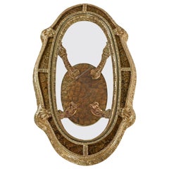 Hollywood Regency Capiz Shell Gilt Brass Italian Florentine Style Coffee Table