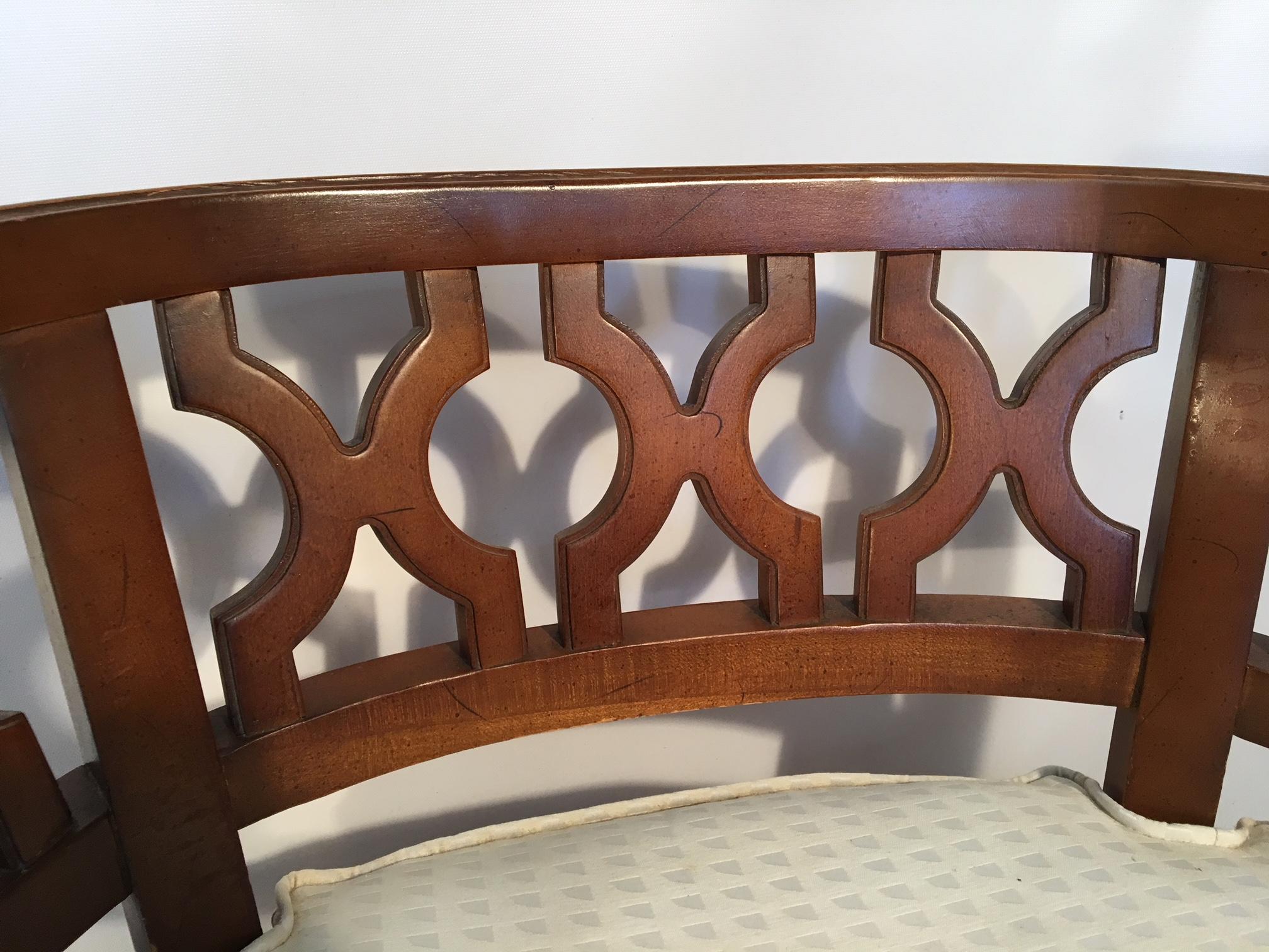 Mid-20th Century Hollywood Regency Carved Barrel Chairs after Dorothy Draper, a Pair