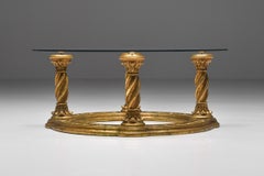 Hollywood Regency Carved Giltwood Coffee Table, 1940s