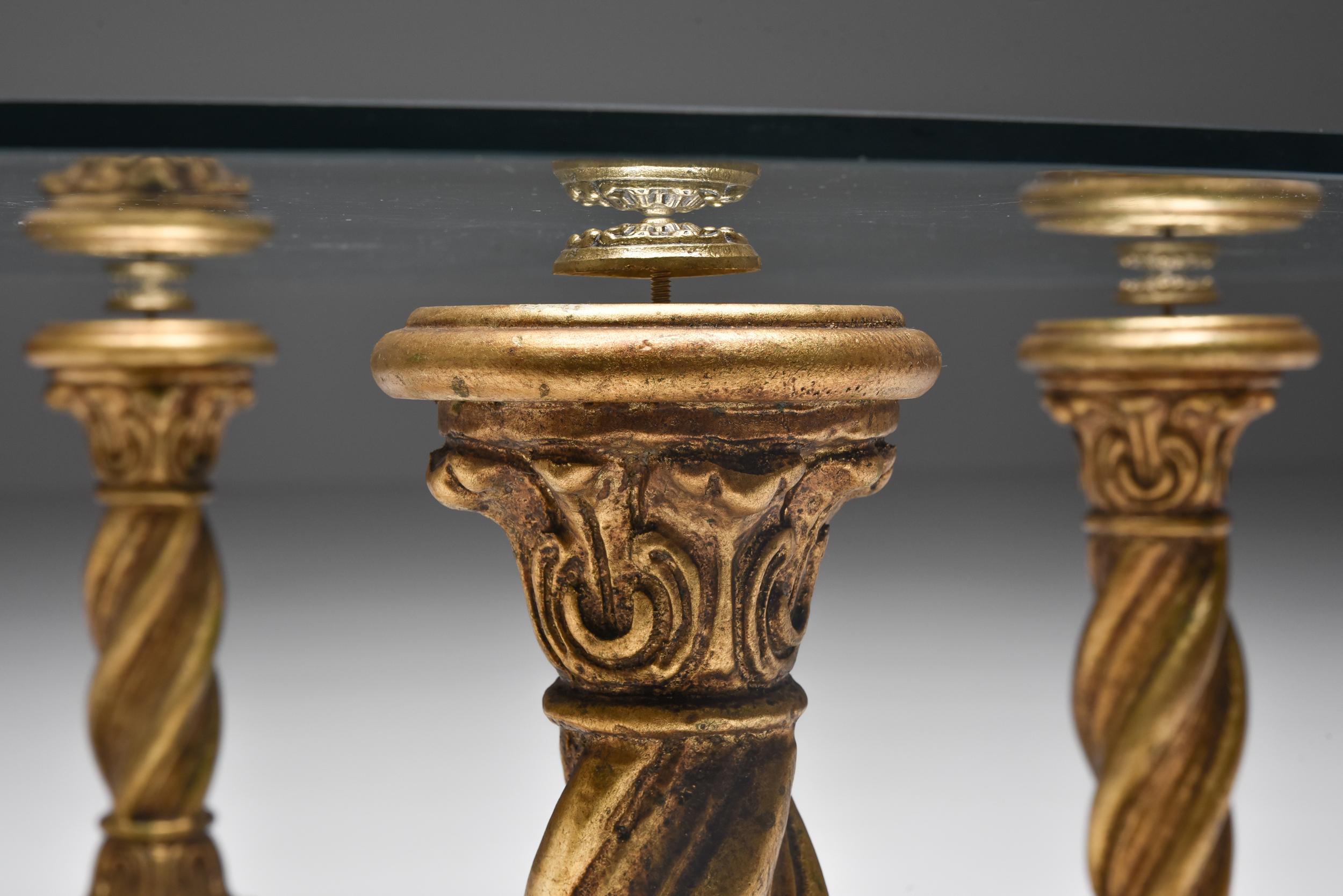 Belgian Hollywood Regency Carved Giltwood Coffee Table, 1940s For Sale