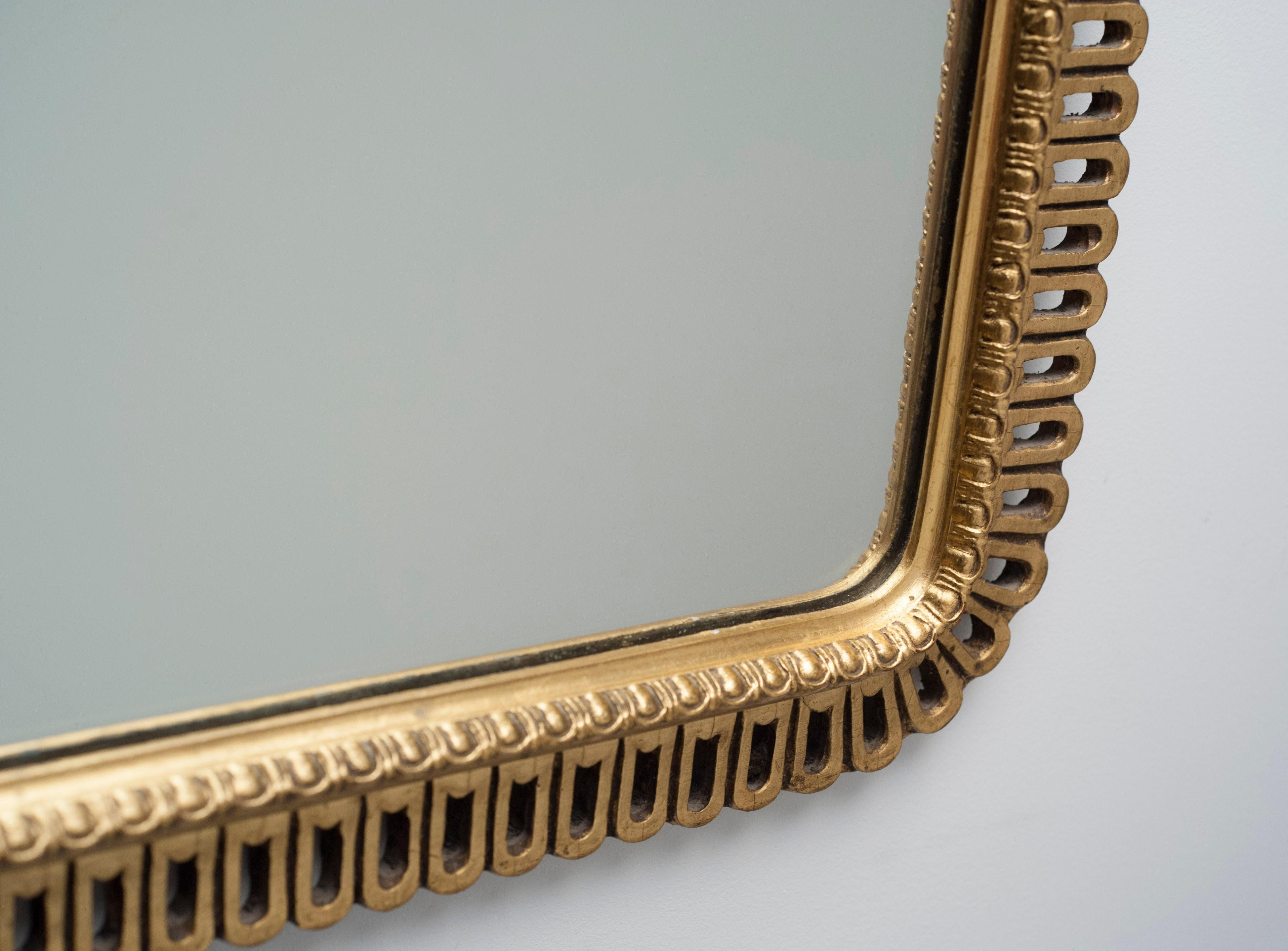 Gold Leaf Hollywood Regency Carved Giltwood Rectangular Mirror