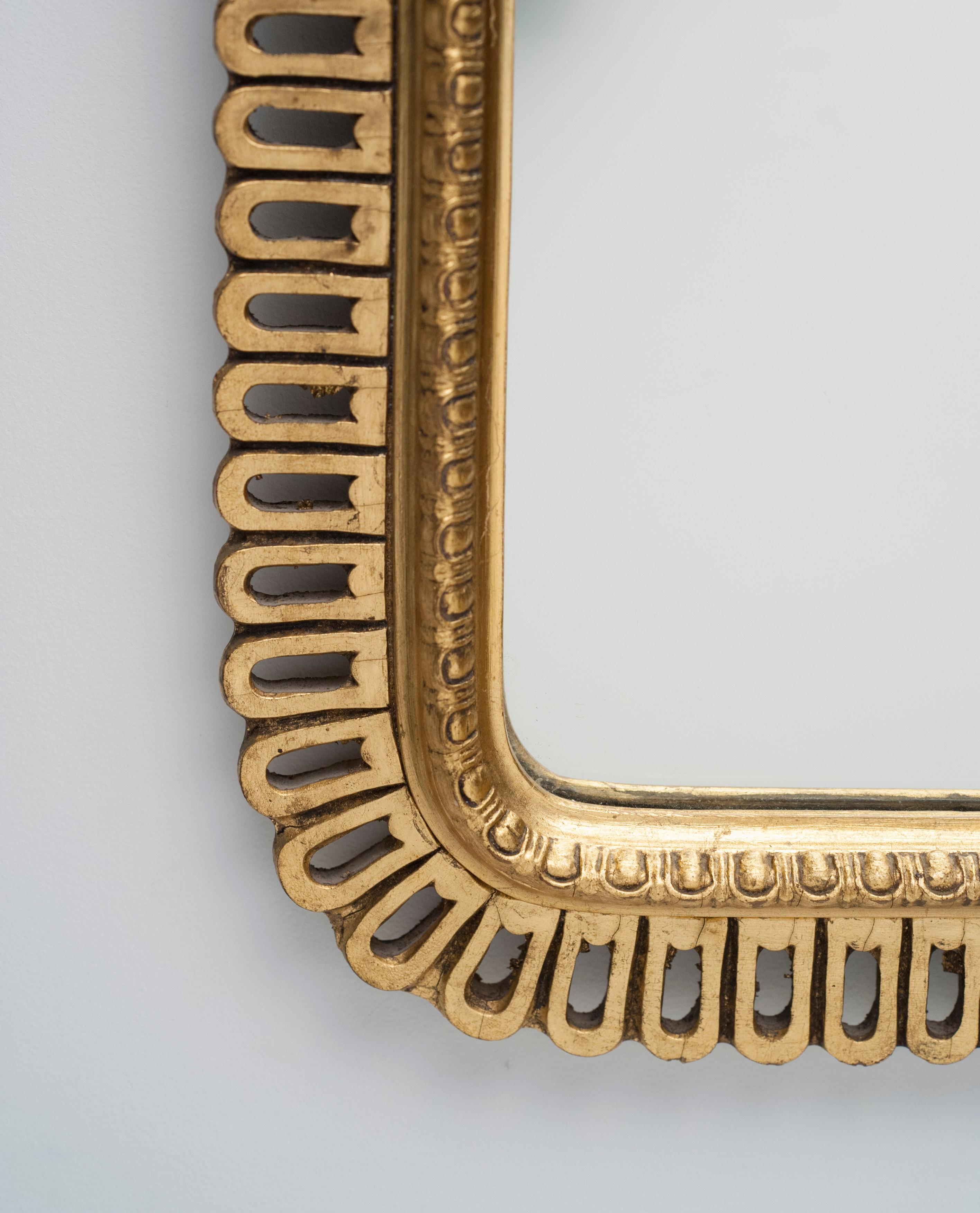 Hollywood Regency Carved Giltwood Rectangular Mirror 1