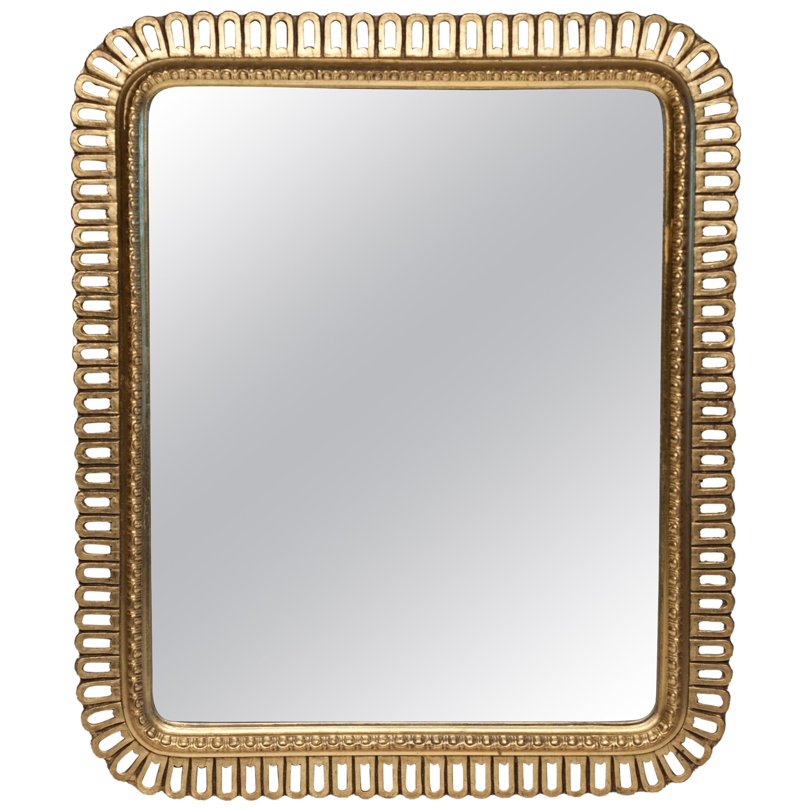 Hollywood Regency Carved Giltwood Rectangular Mirror