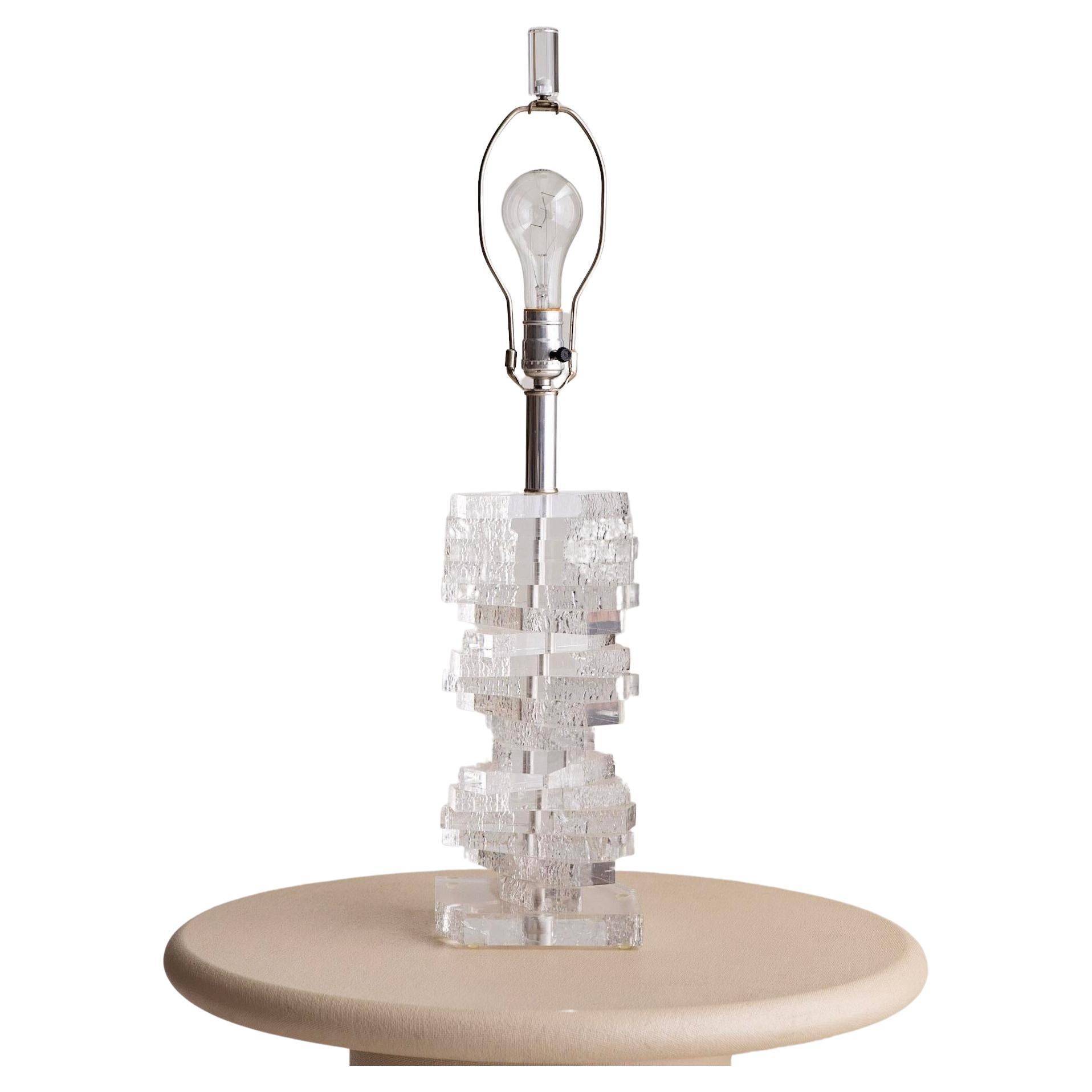 Hollywood Regency Cascading Stacked Lucite Lamp