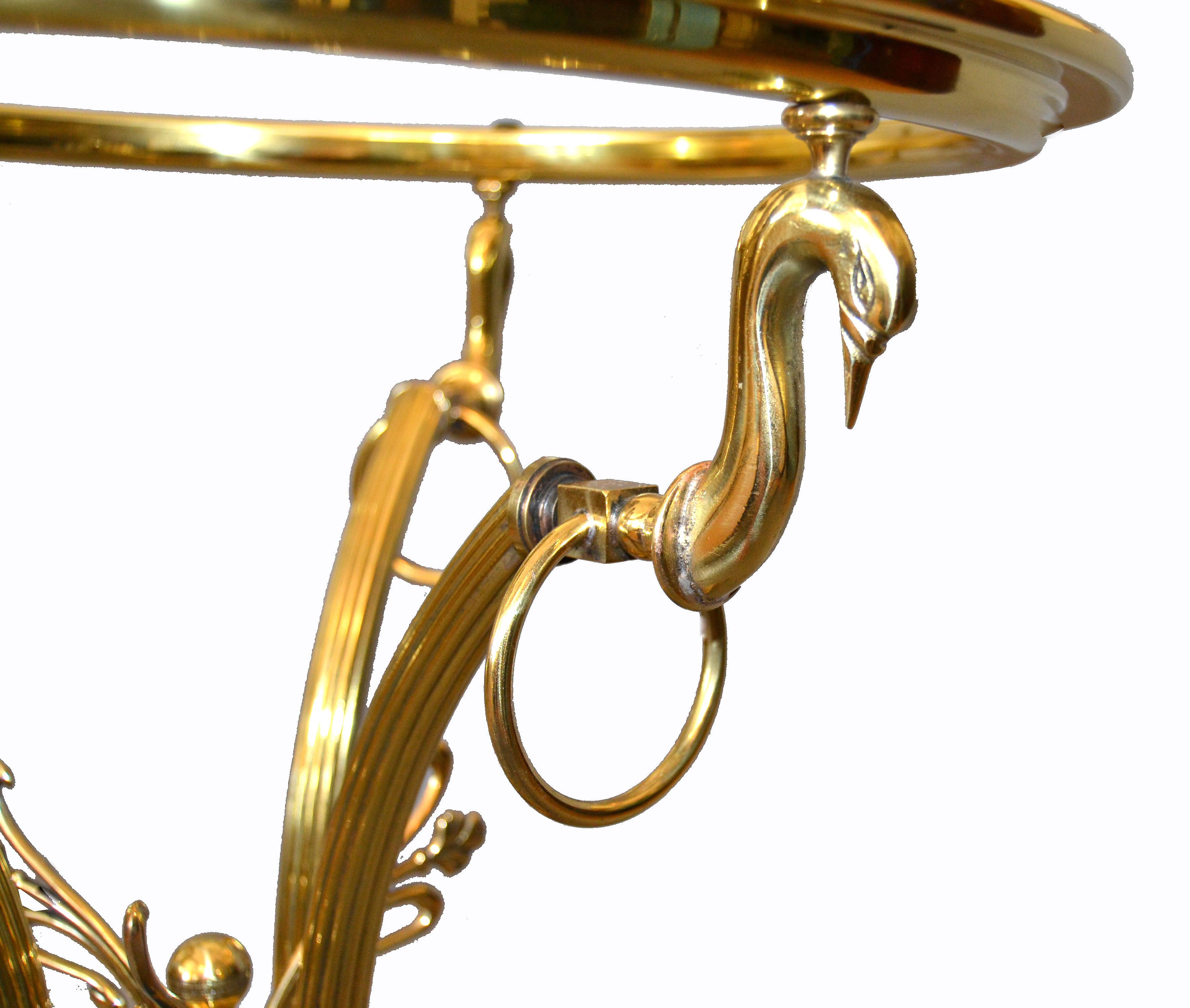 Hollywood Regency Cast Brass Claw Feet Round Glass Side Table 5