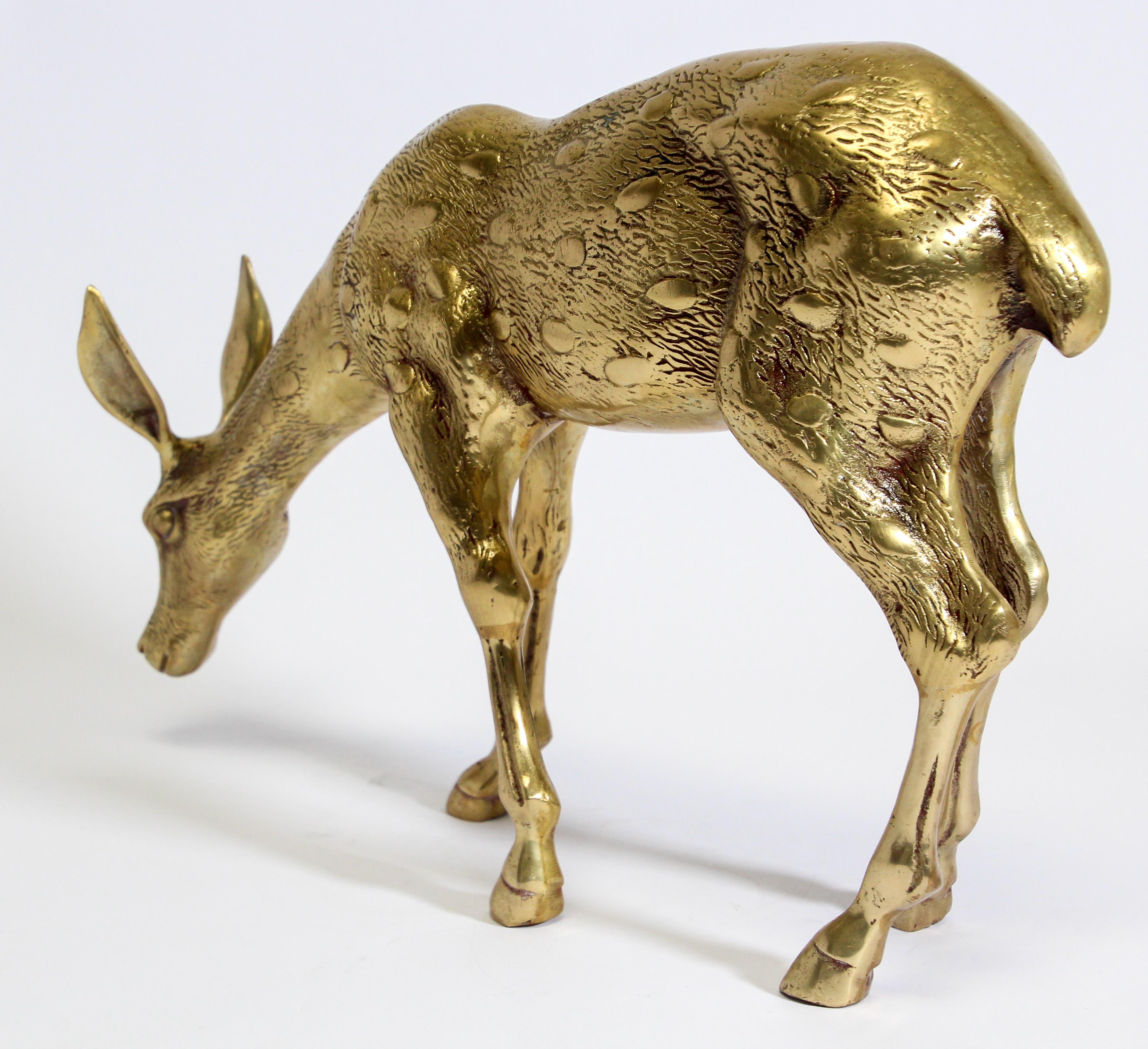 American Hollywood Regency Cast Brass Standing Doe Sculpture, 1960s For Sale