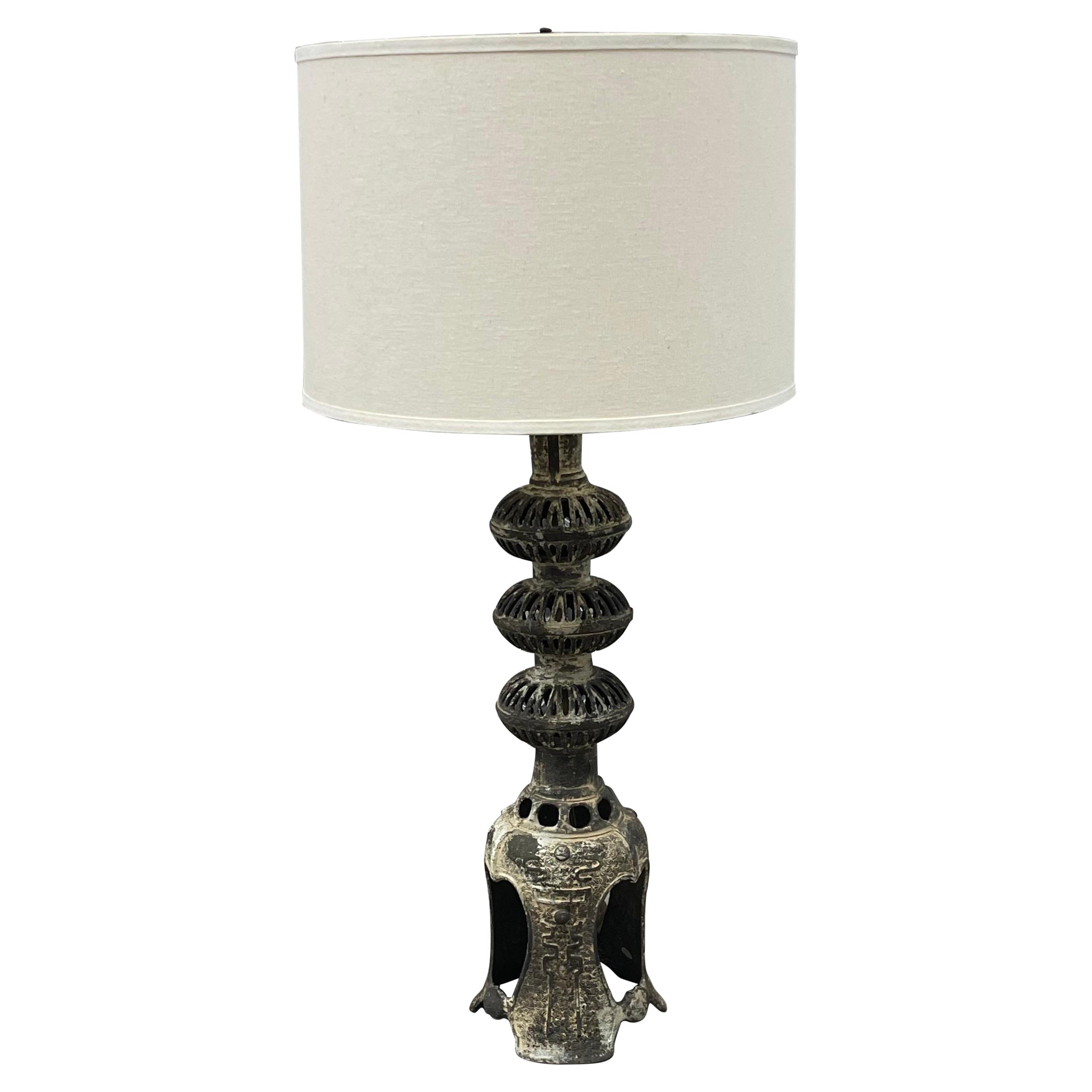 Hollywood Regency Cast Bronze Table Lamp In The Style Of James Mont