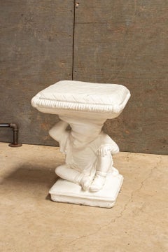 Hollywood Regency Cast Cement Garden Stool or Table With Classical Child Figure