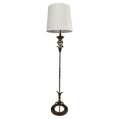 Hollywood Regency Cast Iron Torchiere Floor Lamp by Rembrandt