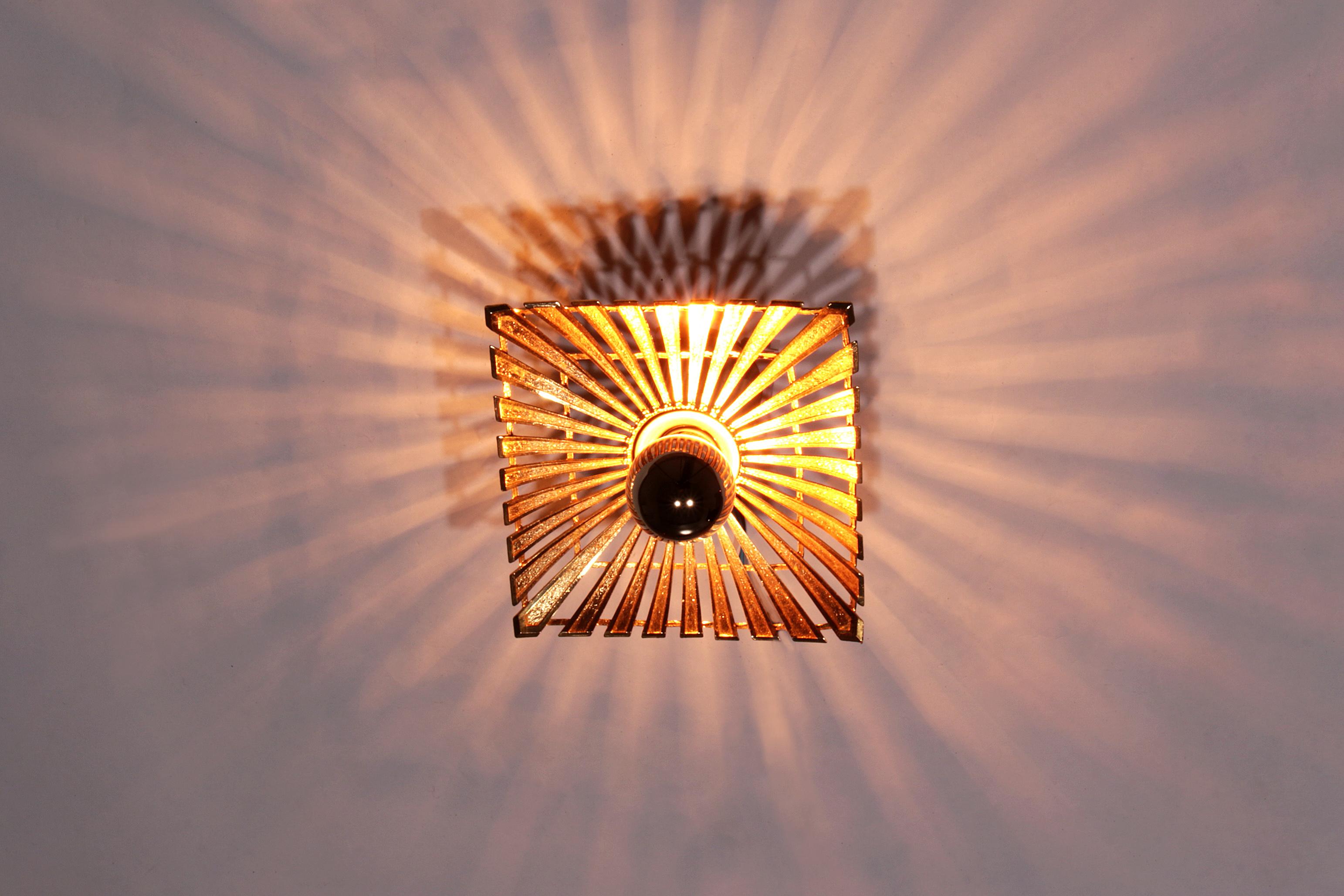 Hollywood Regency Hollywood regency ceiling spotlight made of brass Italian design, 1970 For Sale