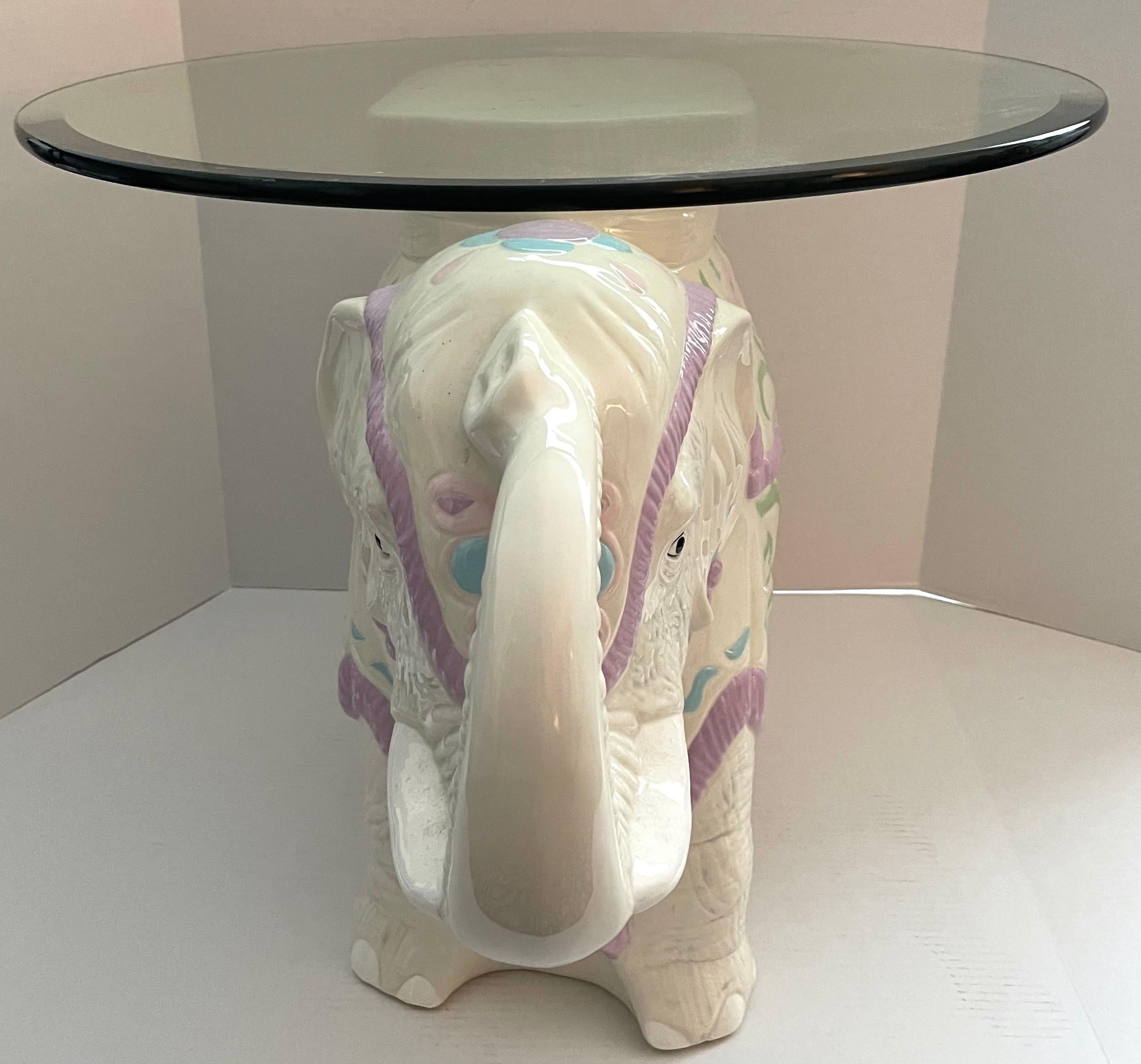 elephant side table with glass top