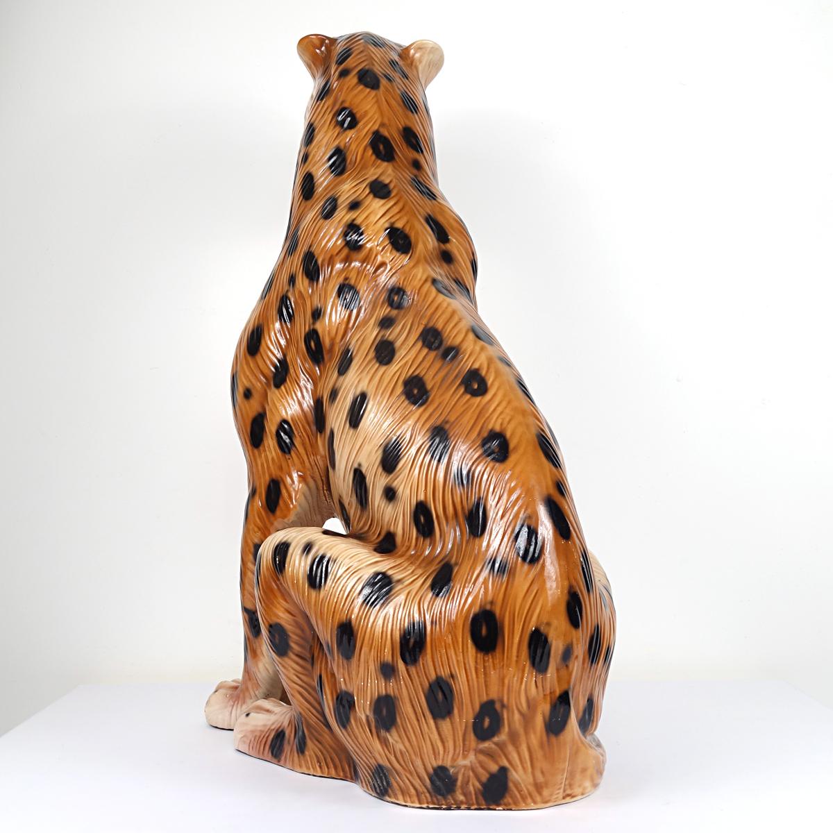 Italian Hollywood Regency Ceramic Jaguar Attributed to Ronzan For Sale