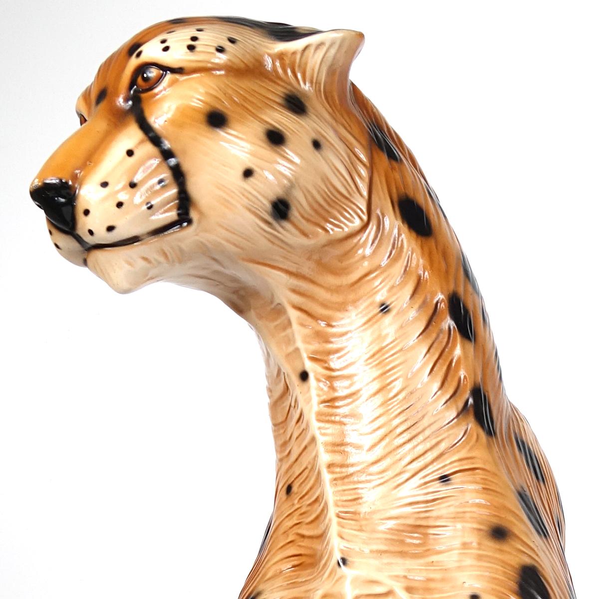 Hollywood Regency Ceramic Jaguar Attributed to Ronzan For Sale 1