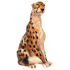 Hollywood Regency Ceramic Jaguar Attributed to Ronzan